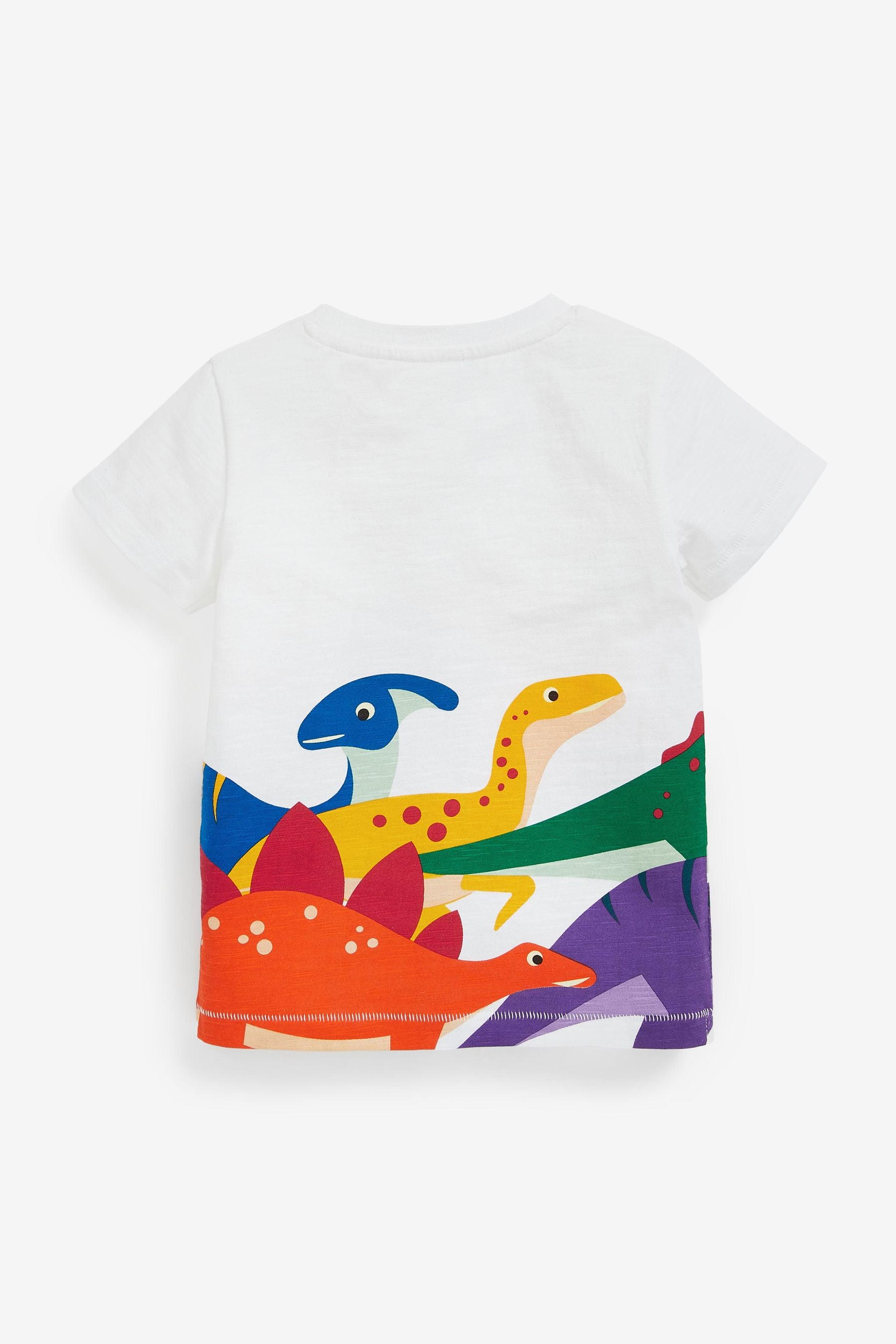 White Rainbow Dino Short Sleeve Character T-Shirt (3mths-7yrs)