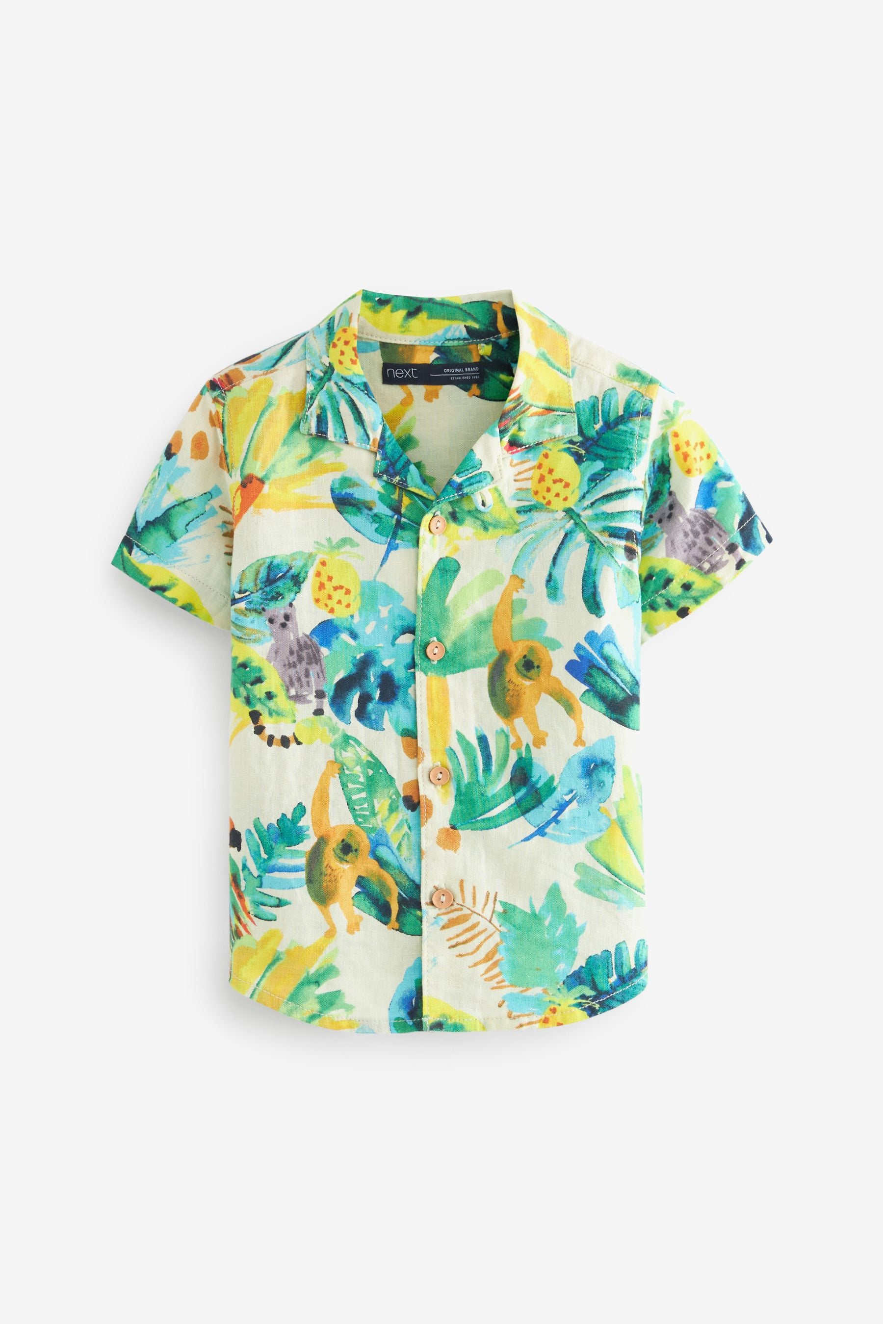 Green Jungle Print Short Sleeve Shirt (3mths-7yrs)