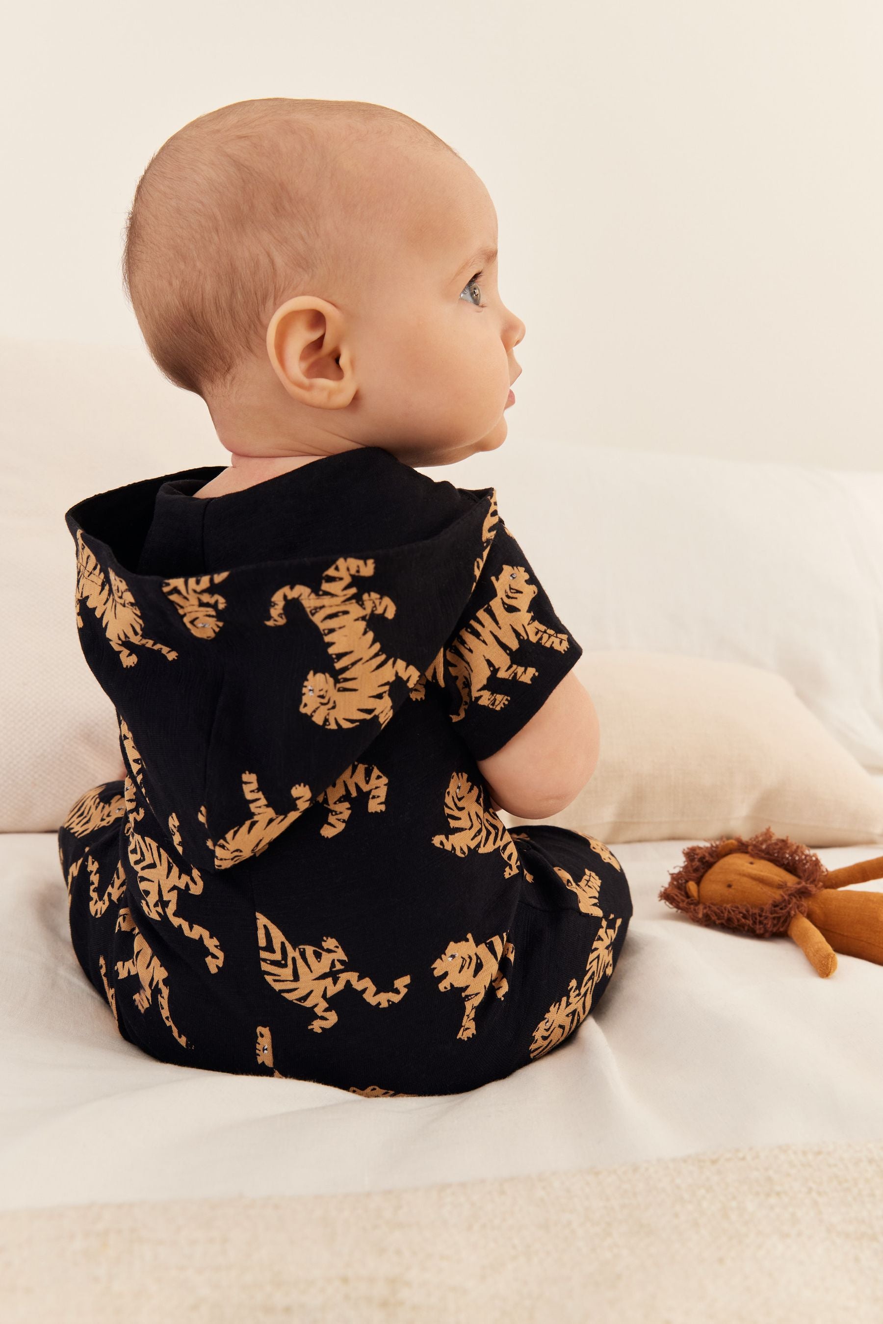 Black Myleene Klass Baby Hooded Tiger Romper