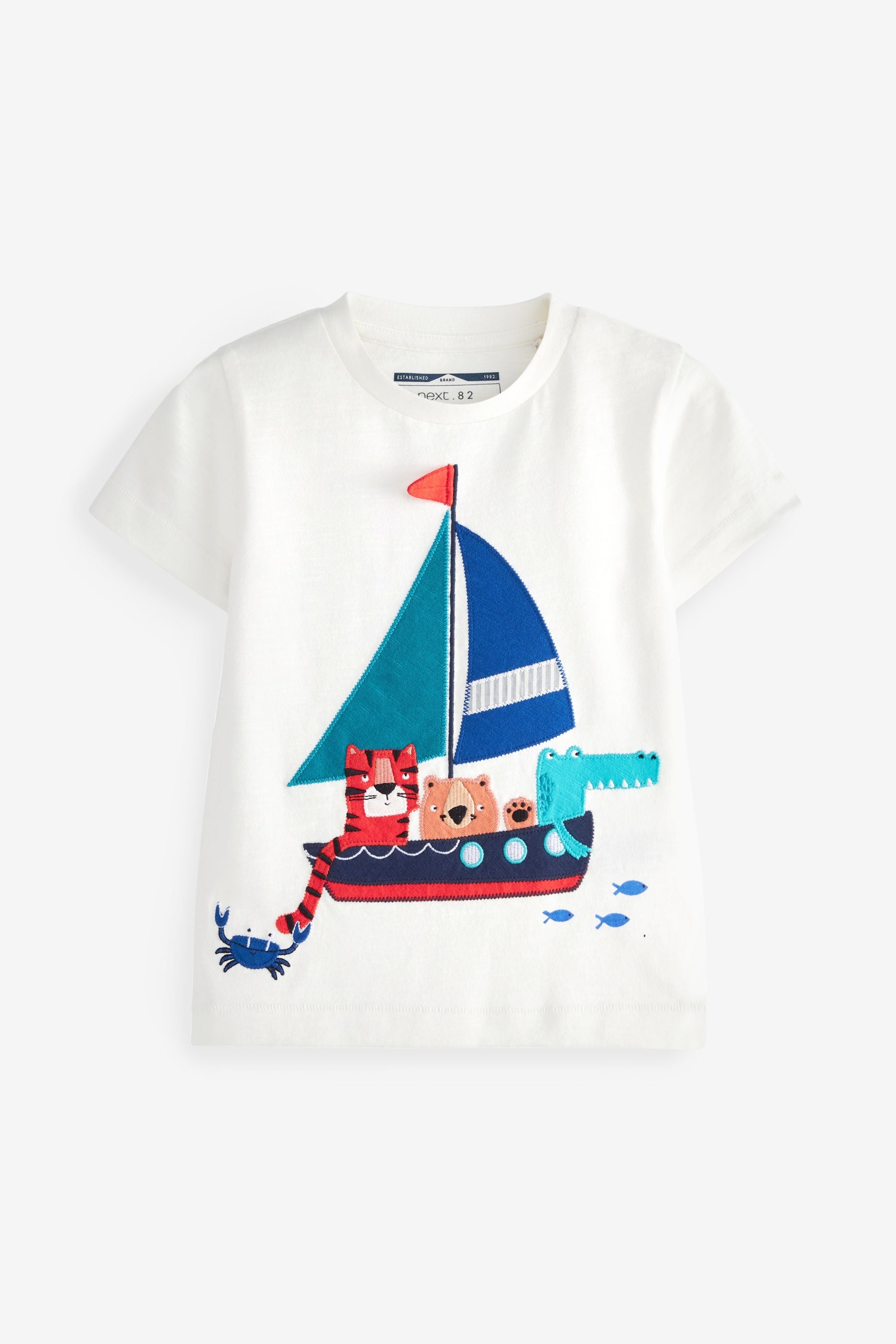 White/Blue Boat Character T-Shirt and Shorts Set (3mths-7yrs)