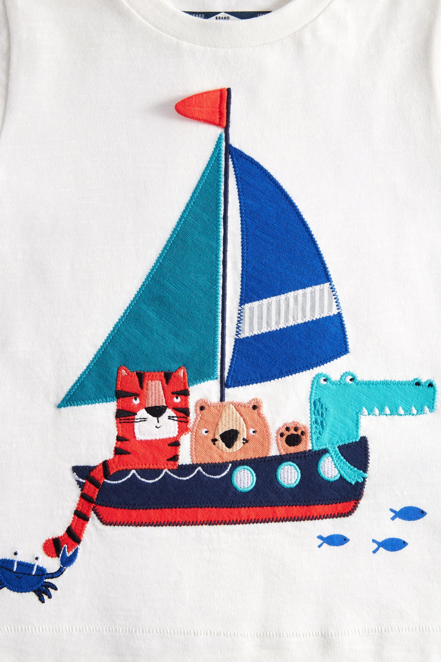 White/Blue Boat Character T-Shirt and Shorts Set (3mths-7yrs)