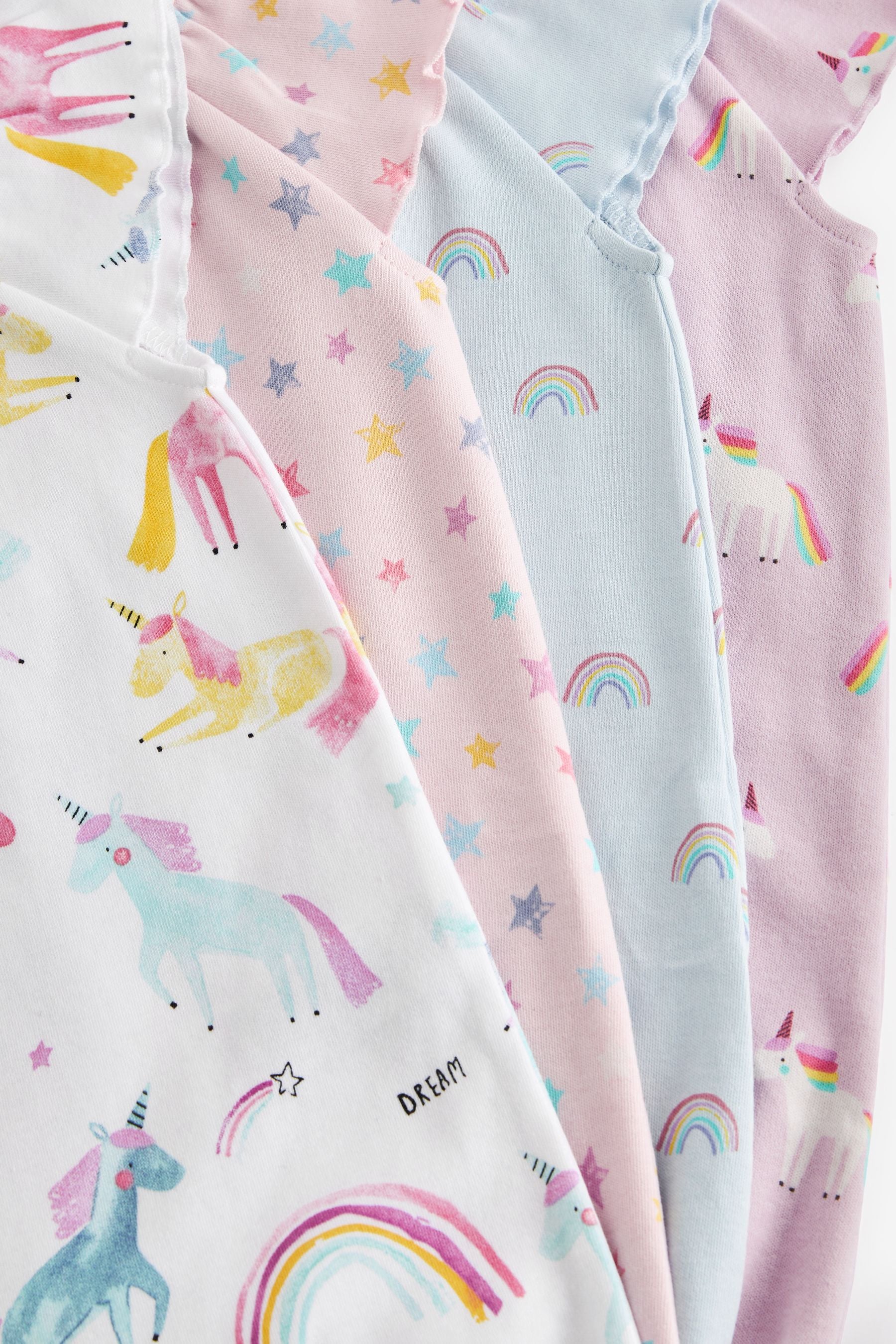 Pastel Pink Unicorn Baby 4 Pack Rompers (0mths-3yrs)