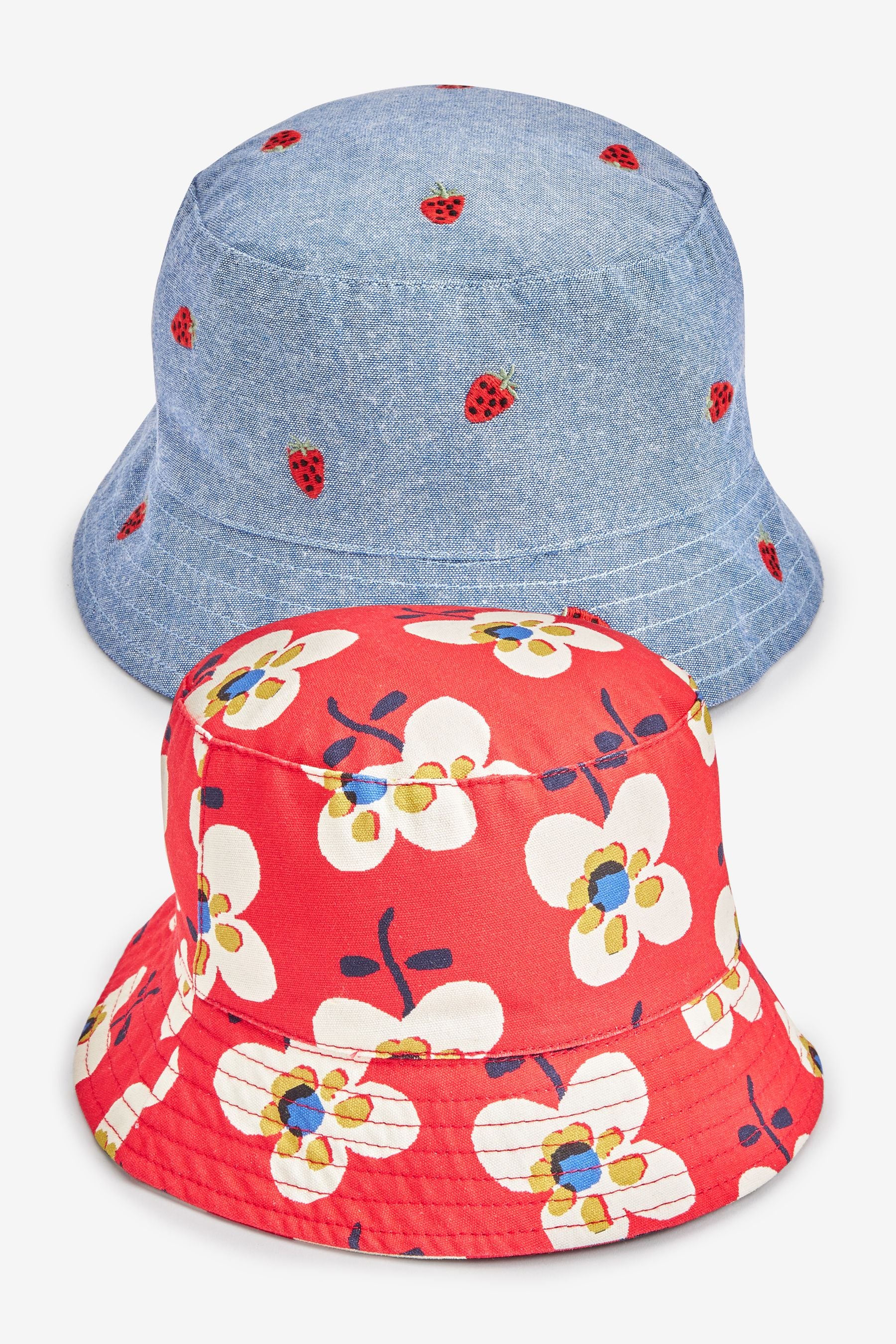 Red/Navy Blue/White 2 Pack Bucket Hats (3mths-6yrs)