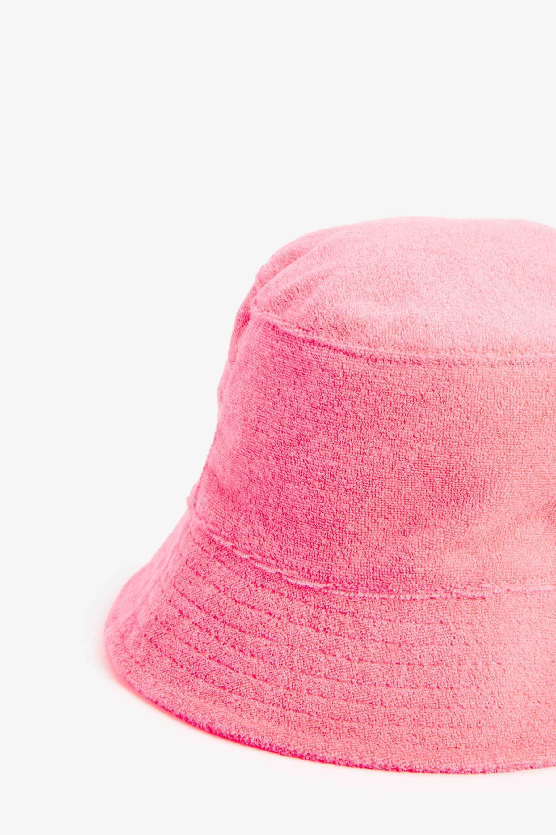 Fluro Pink Towelling Bucket Hat (3-16yrs)