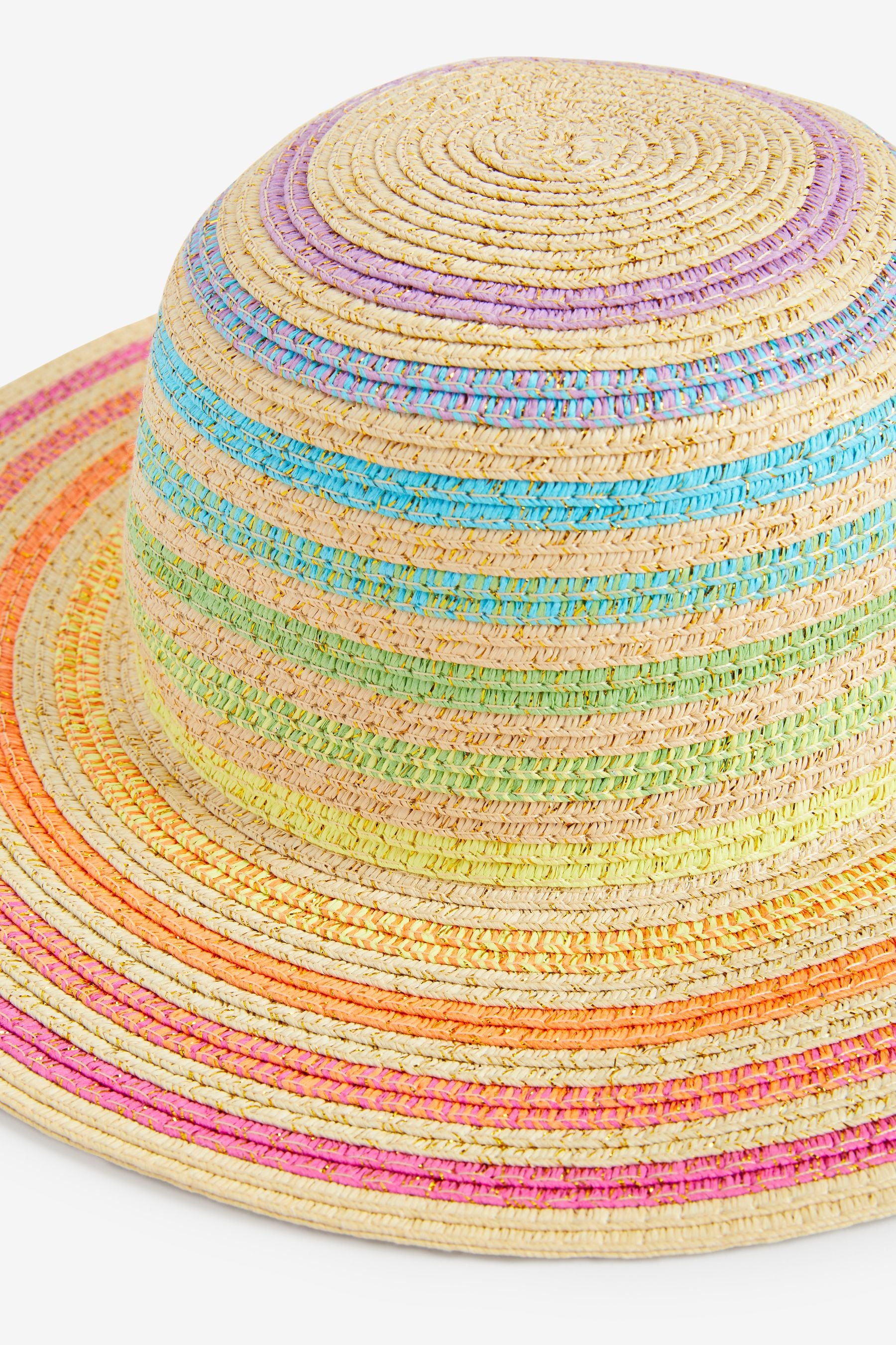 Rainbow Wide Brim Straw Hat (3-16yrs)