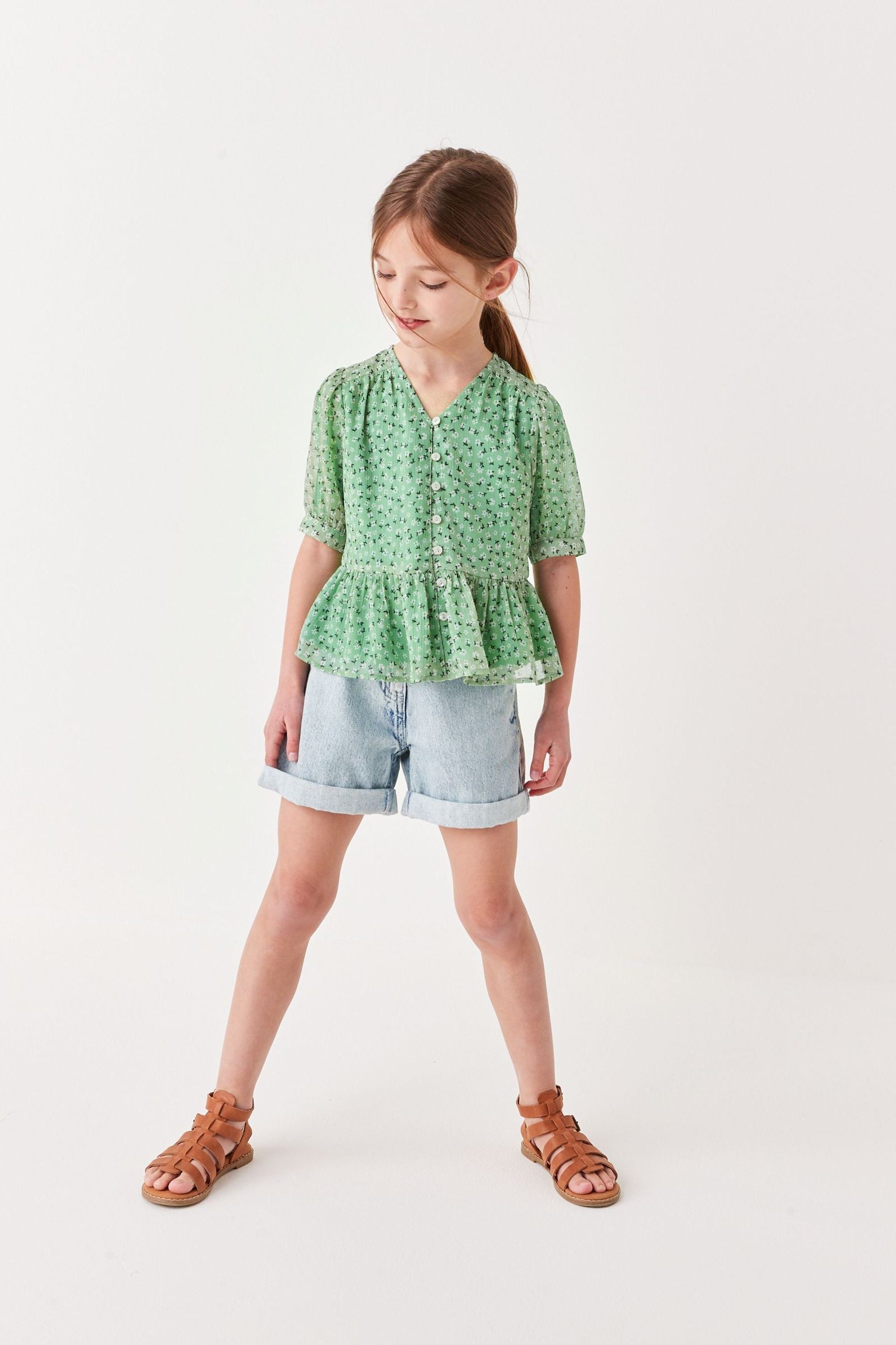 Mint Green Ditsy Chiffon Blouse (3-16yrs)