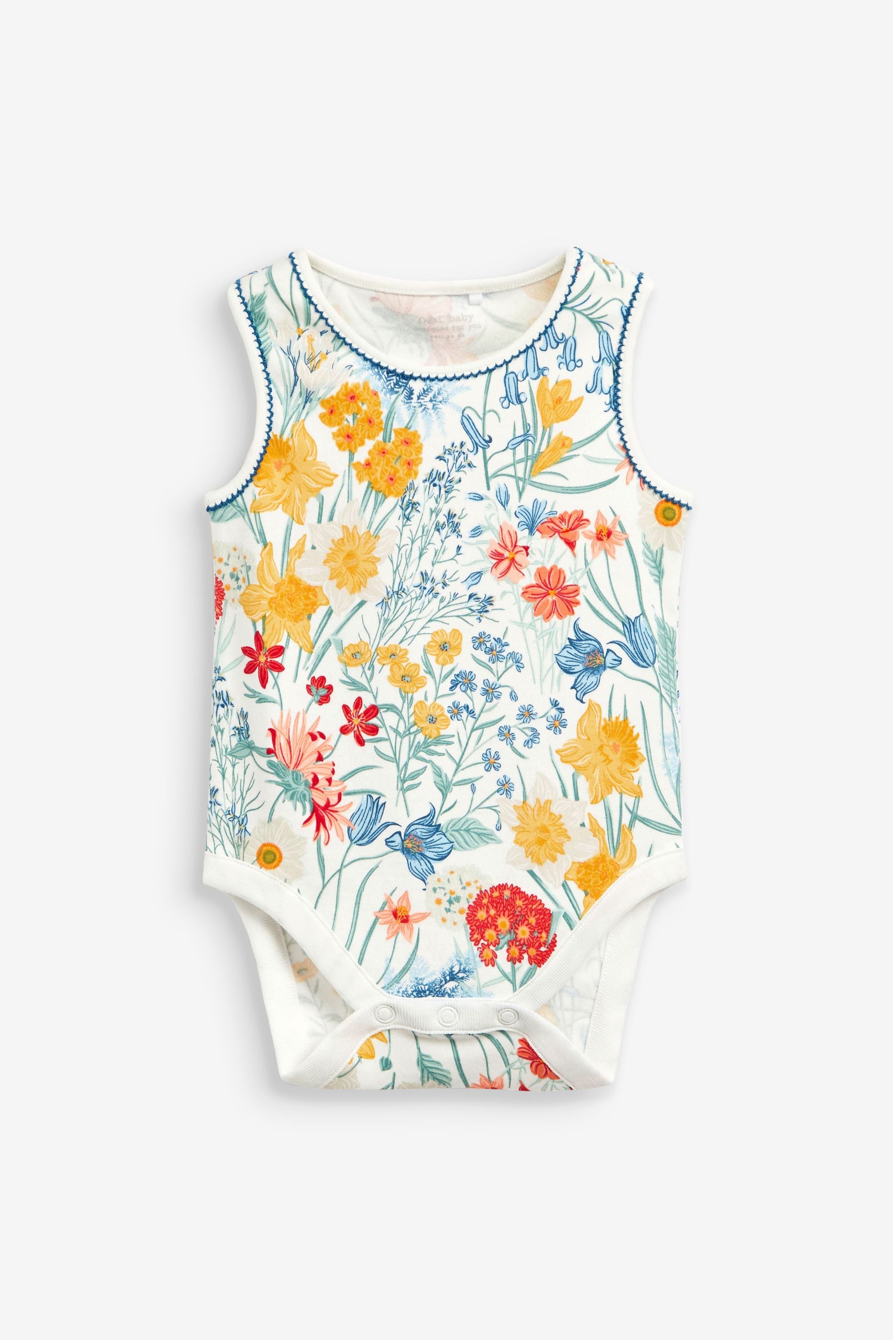 Ochre Yellow Floral Baby 5 Pack Vest Bodysuits (0mths-3yrs)