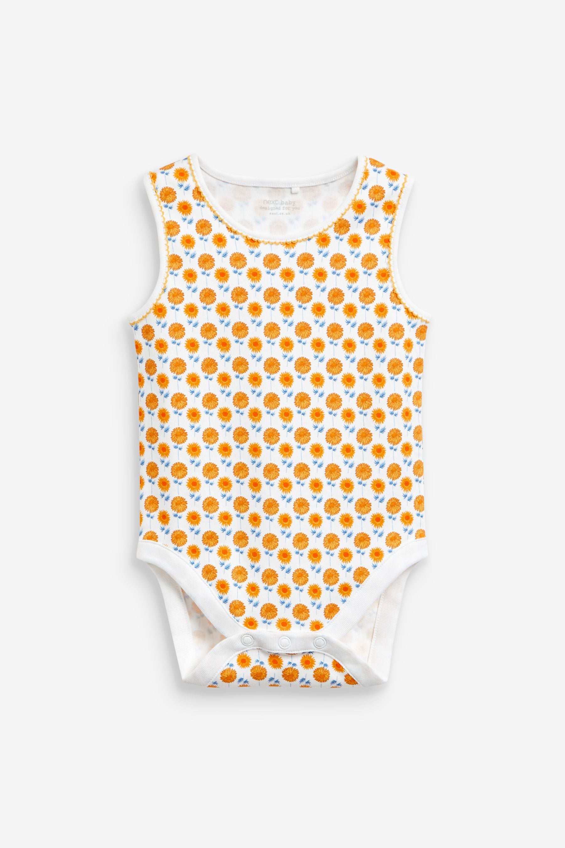 Ochre Yellow Floral Baby 5 Pack Vest Bodysuits (0mths-3yrs)