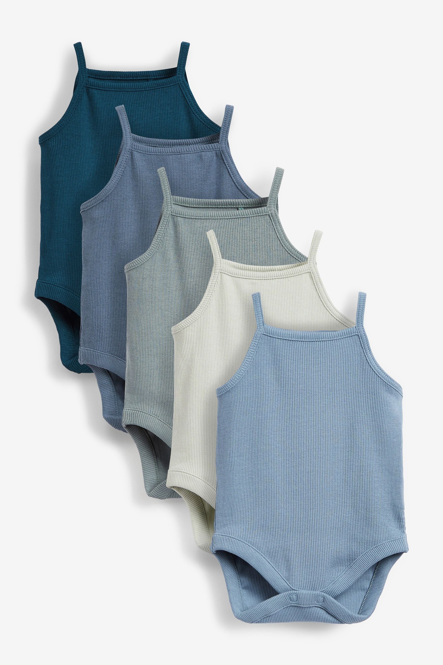 Modern Blue Baby 5 Pack Vest Bodysuits (0mths-3yrs)