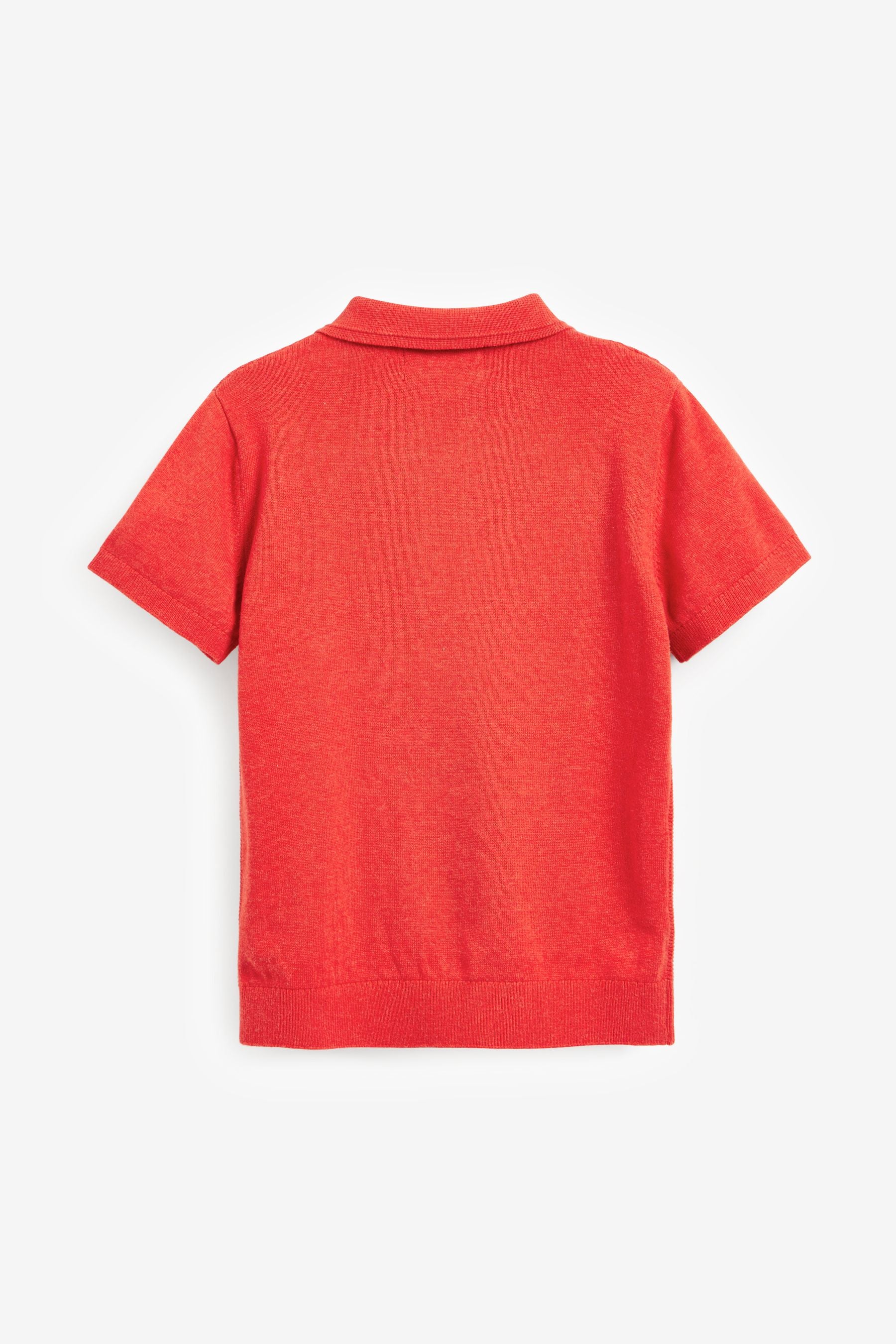 Red Textured Knit Polo Shirt (3-16yrs)