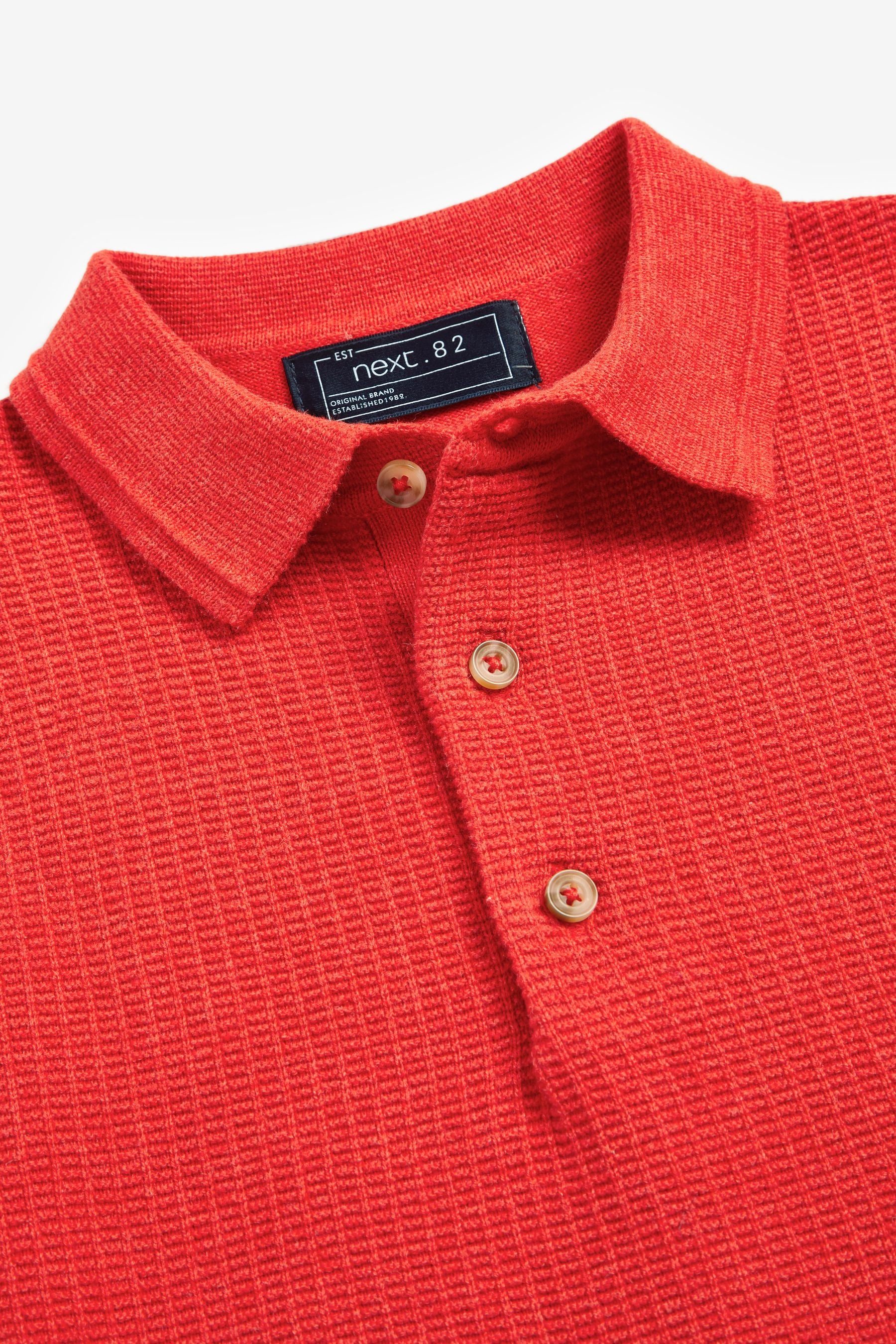 Red Textured Knit Polo Shirt (3-16yrs)