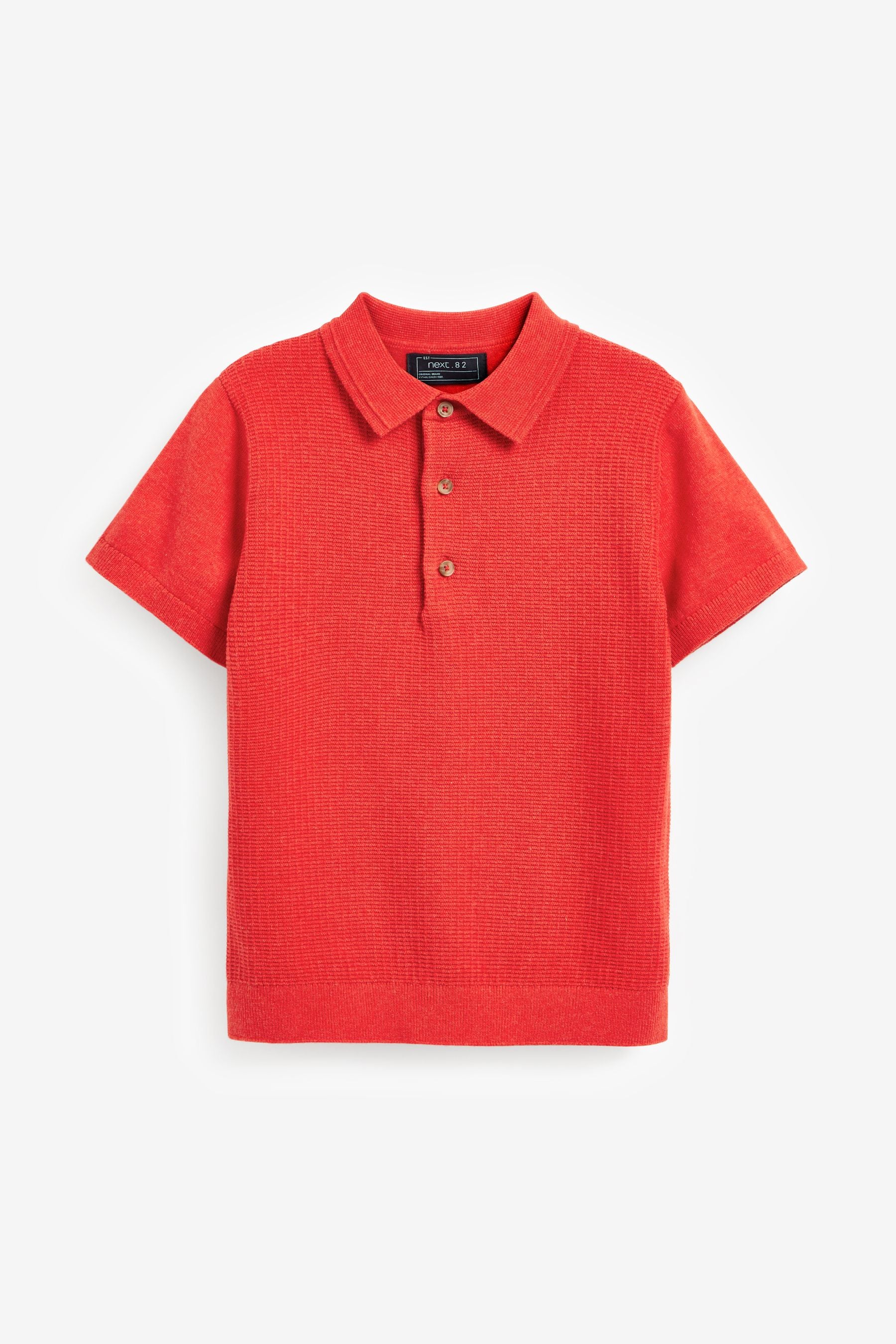 Red Textured Knit Polo Shirt (3-16yrs)