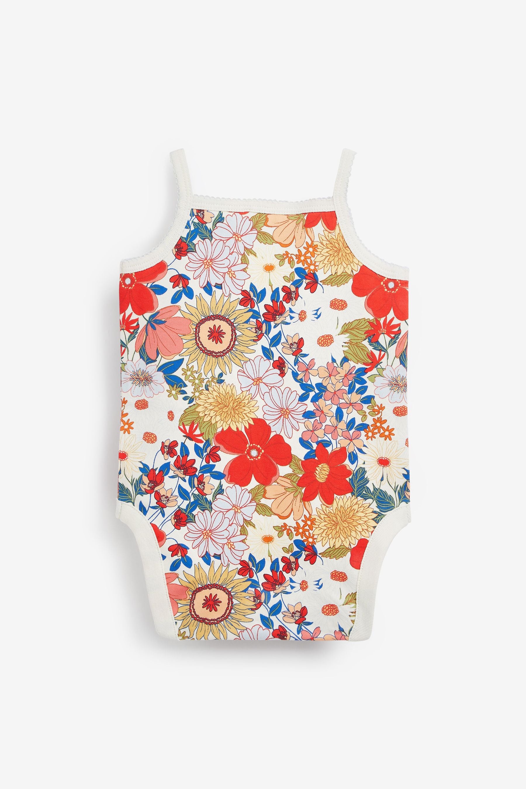 Red Baby Floral Bodysuit Vests 3 Pack (0mths-3yrs)