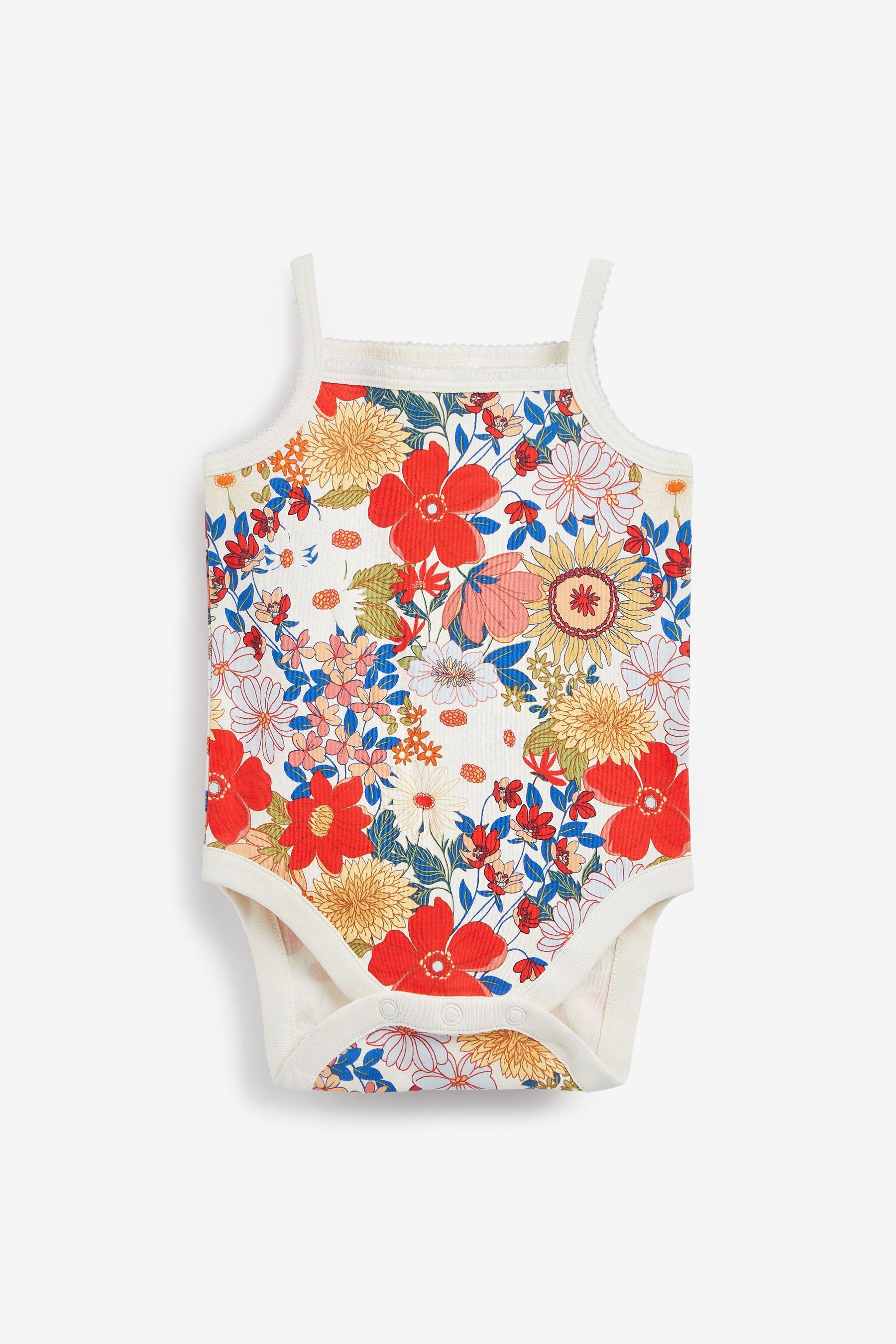 Red Baby Floral Bodysuit Vests 3 Pack (0mths-3yrs)