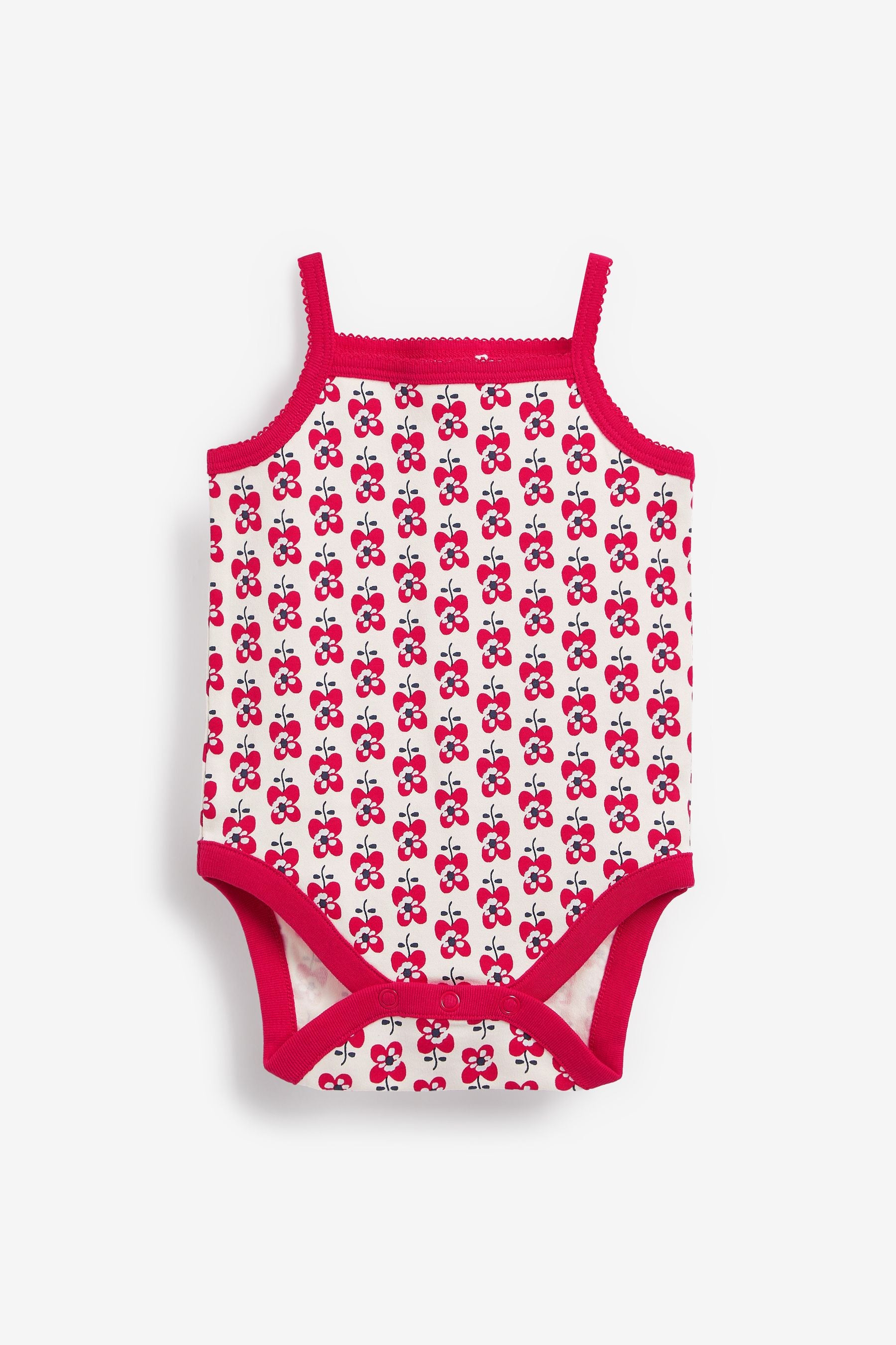 Red Baby Floral Bodysuit Vests 3 Pack (0mths-3yrs)