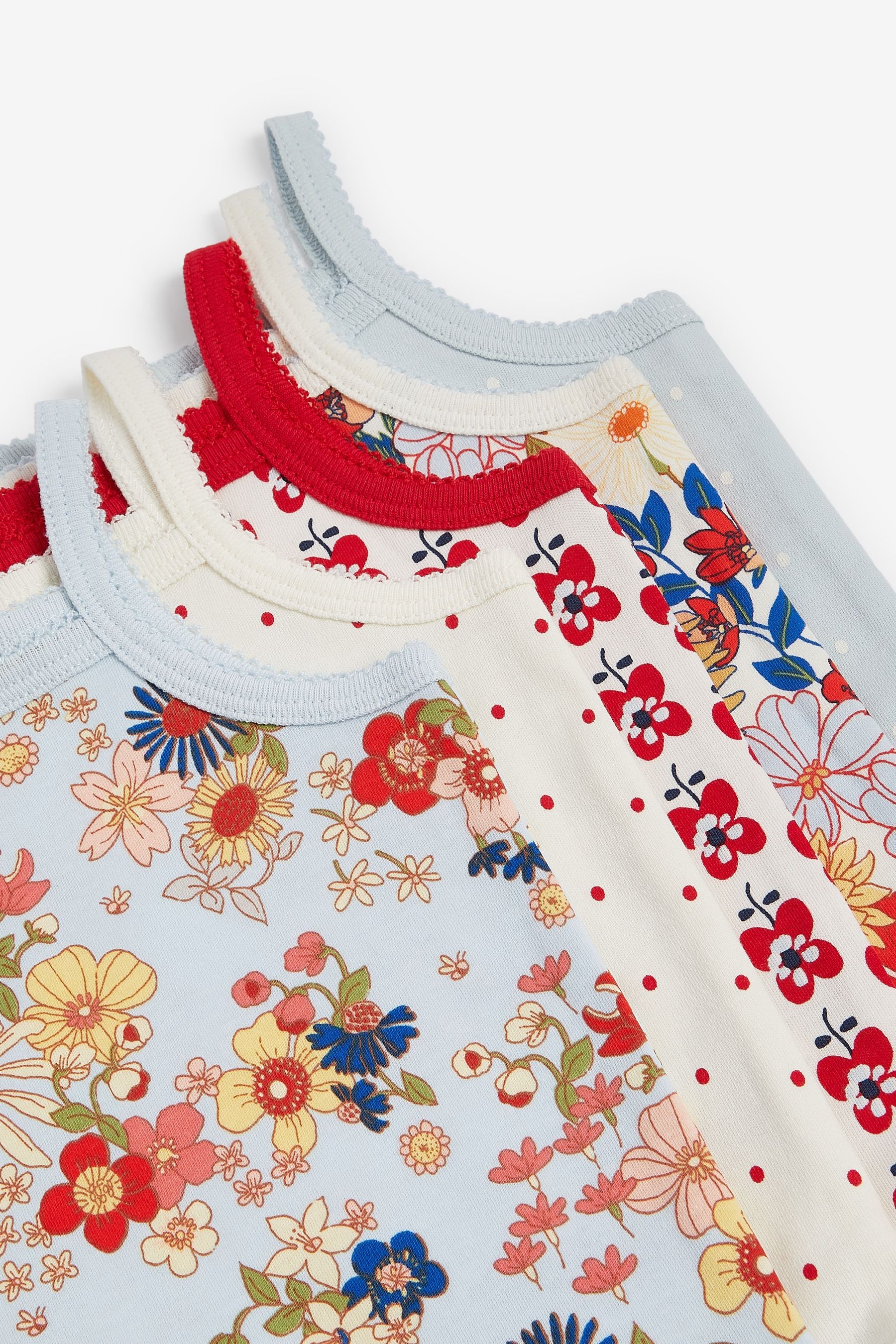 Red Baby Floral Bodysuit Vests 3 Pack (0mths-3yrs)