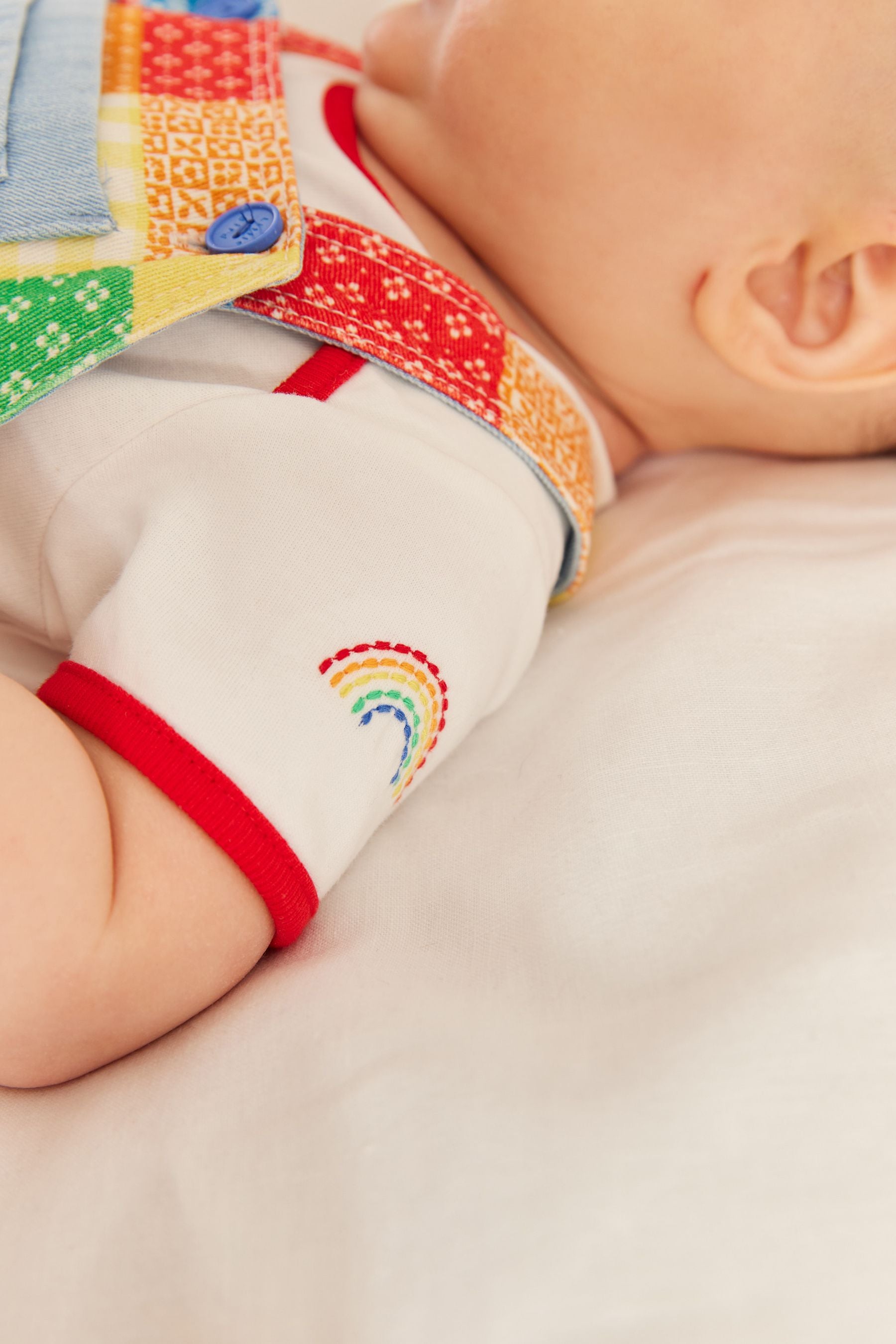 Multi Little Bird by Jools Oliver Rainbow Patchwork Dungarees Set