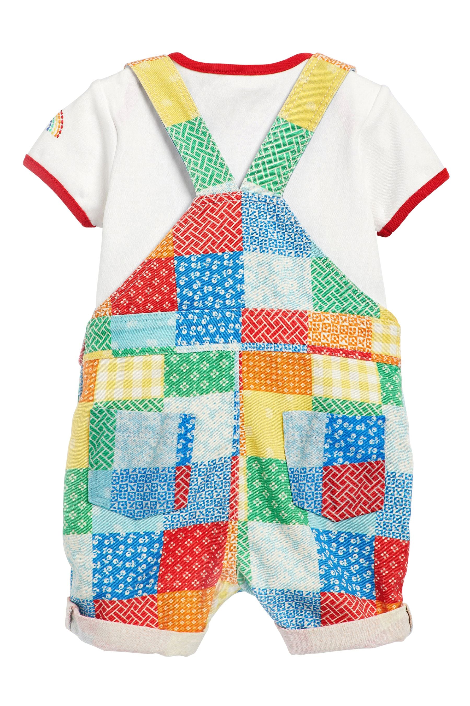 Multi Little Bird by Jools Oliver Rainbow Patchwork Dungarees Set