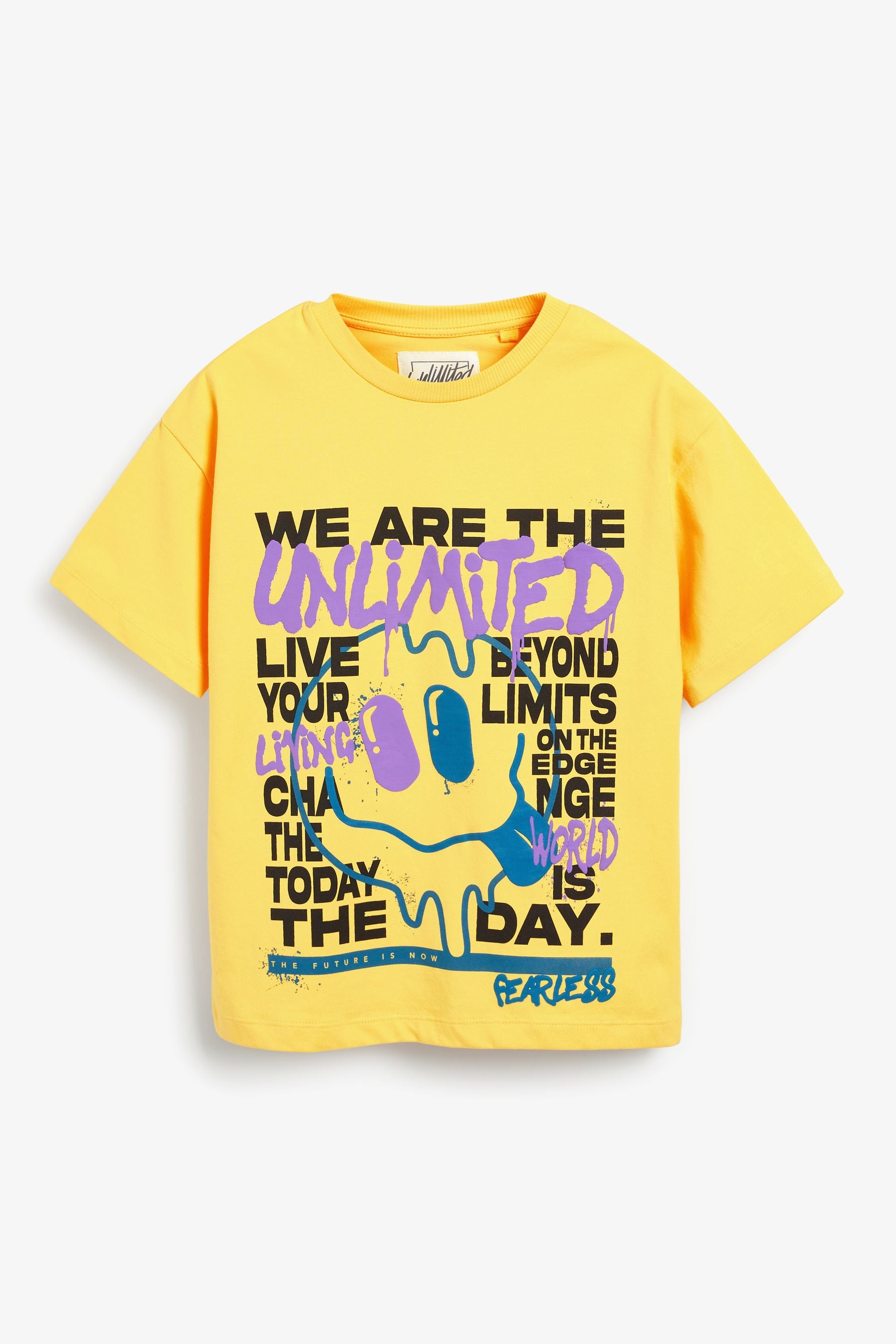 Yellow Graffiti Short Sleeve Graphic T-Shirt (3-16yrs)