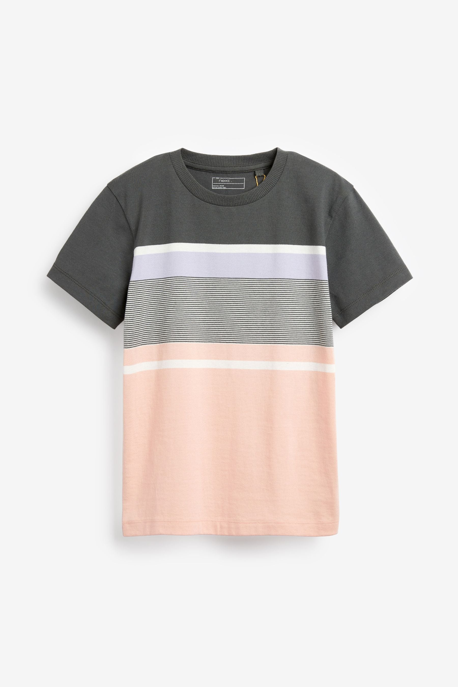 Lilac Purple/Pink Stripe Colourblock T-Shirt (3-16yrs)