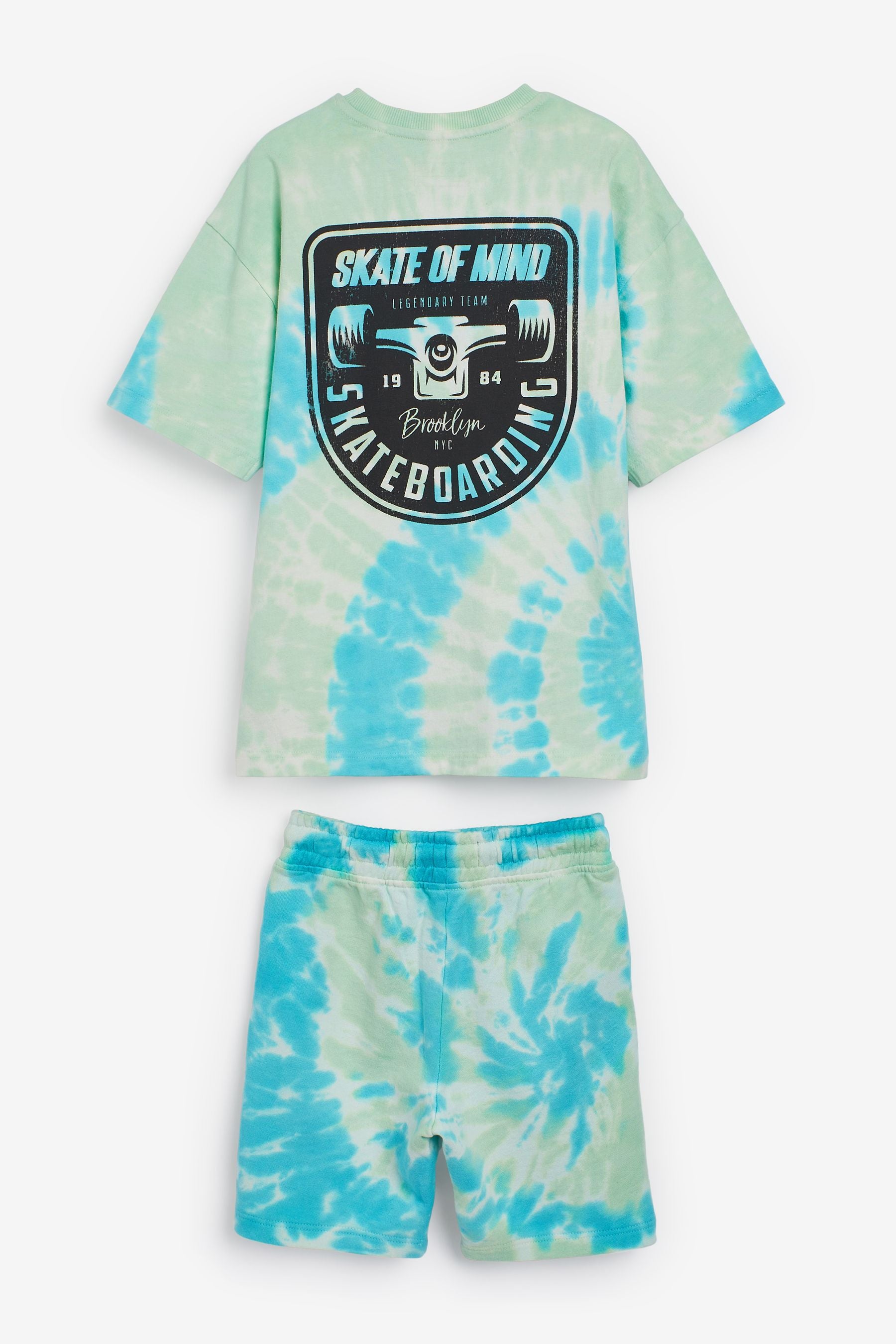 Blue/Green Tie Dye T-Shirt And Short Set (3-16yrs)