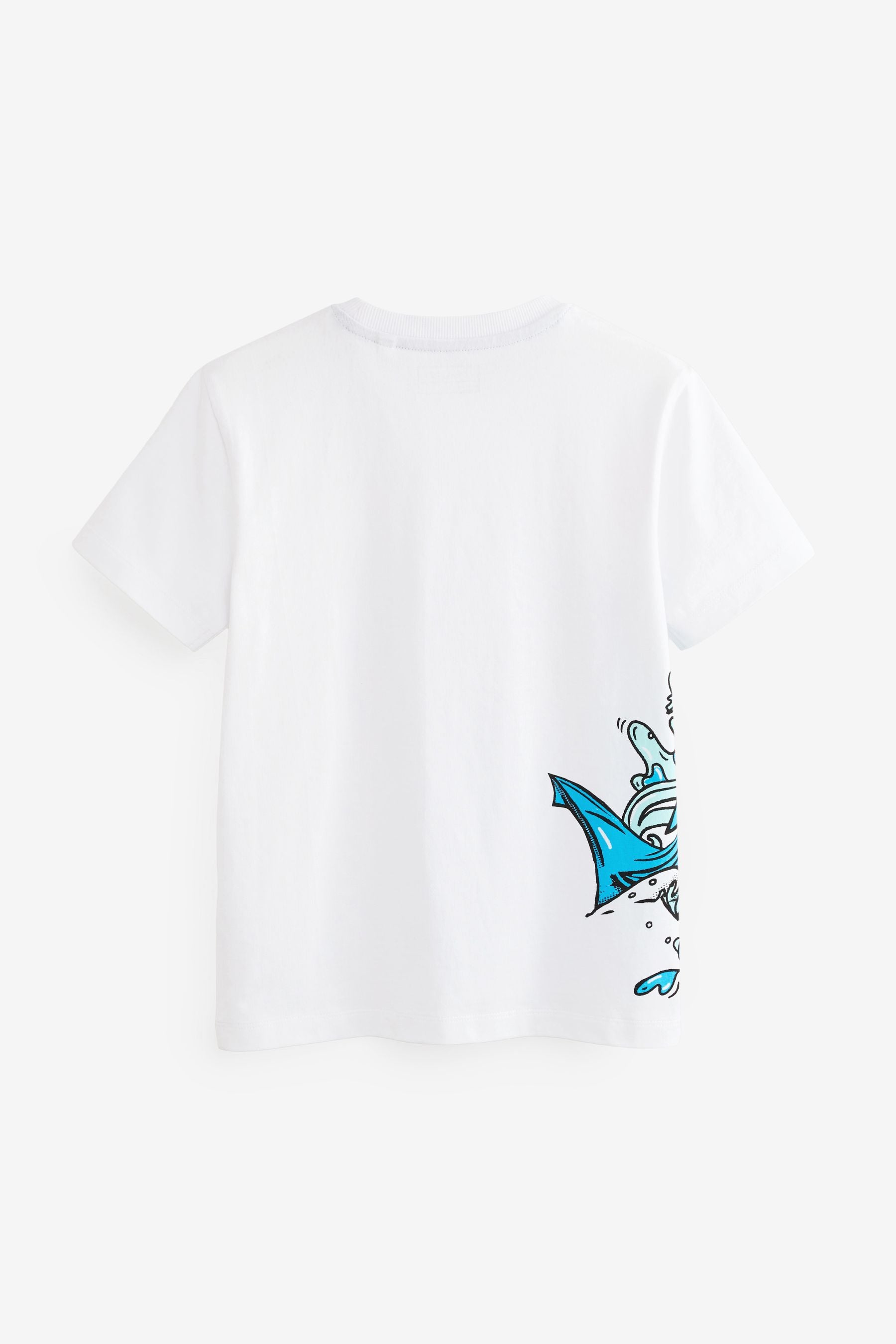 White Surfing Shark Short Sleeve Graphic T-Shirt (3-16yrs)