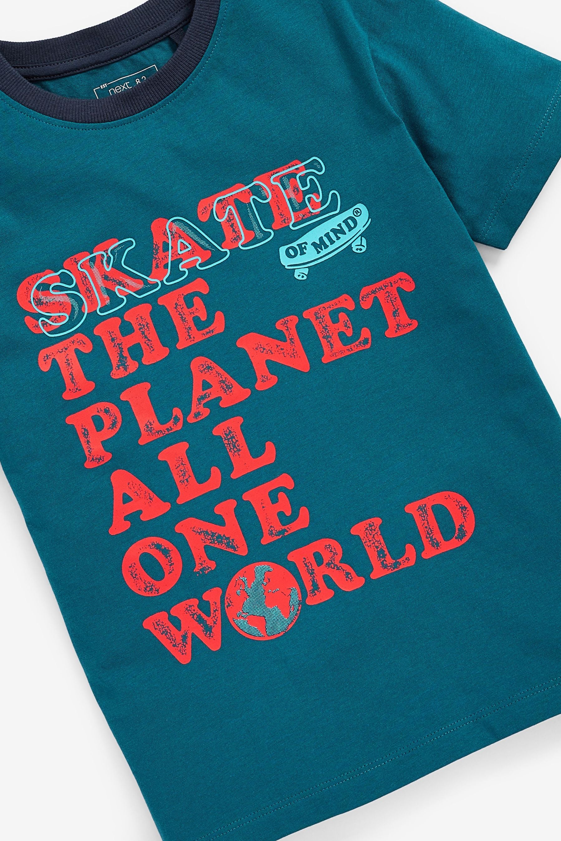 Teal Blue Skate World Short Sleeve Graphic T-Shirt (3-16yrs)