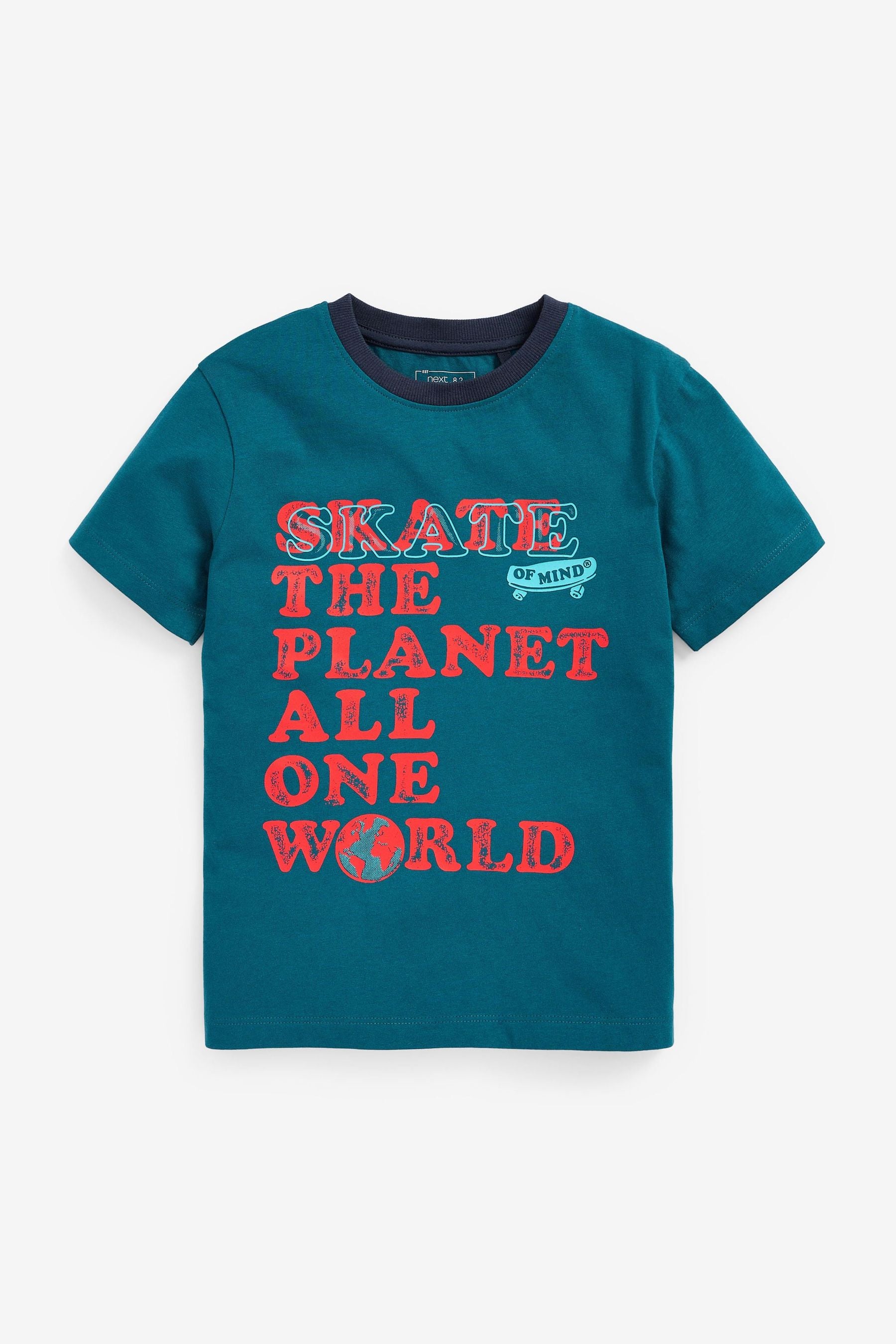 Teal Blue Skate World Short Sleeve Graphic T-Shirt (3-16yrs)