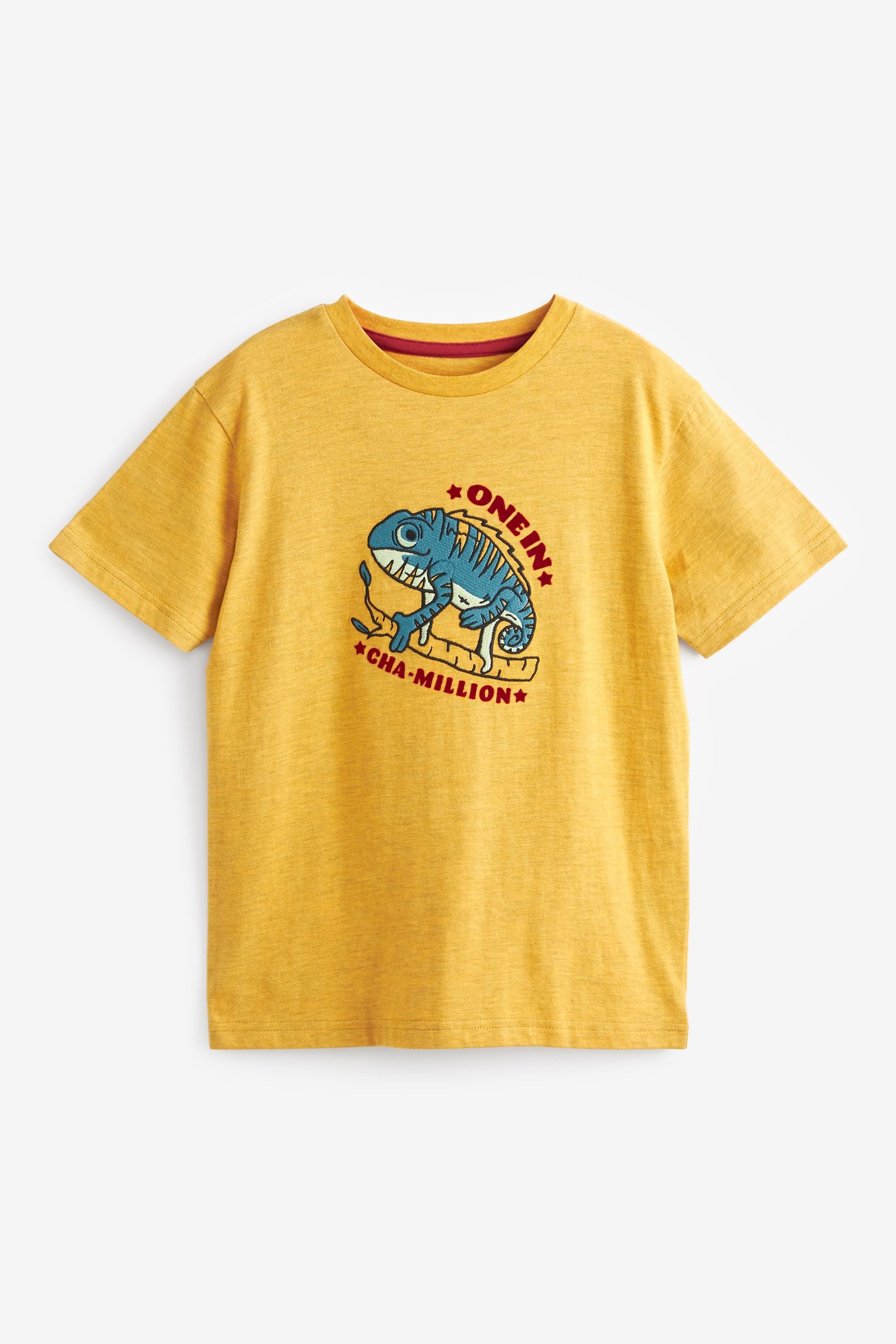 Yellow Chameleon Embroidered Short Sleeve T-Shirt (3-16yrs)