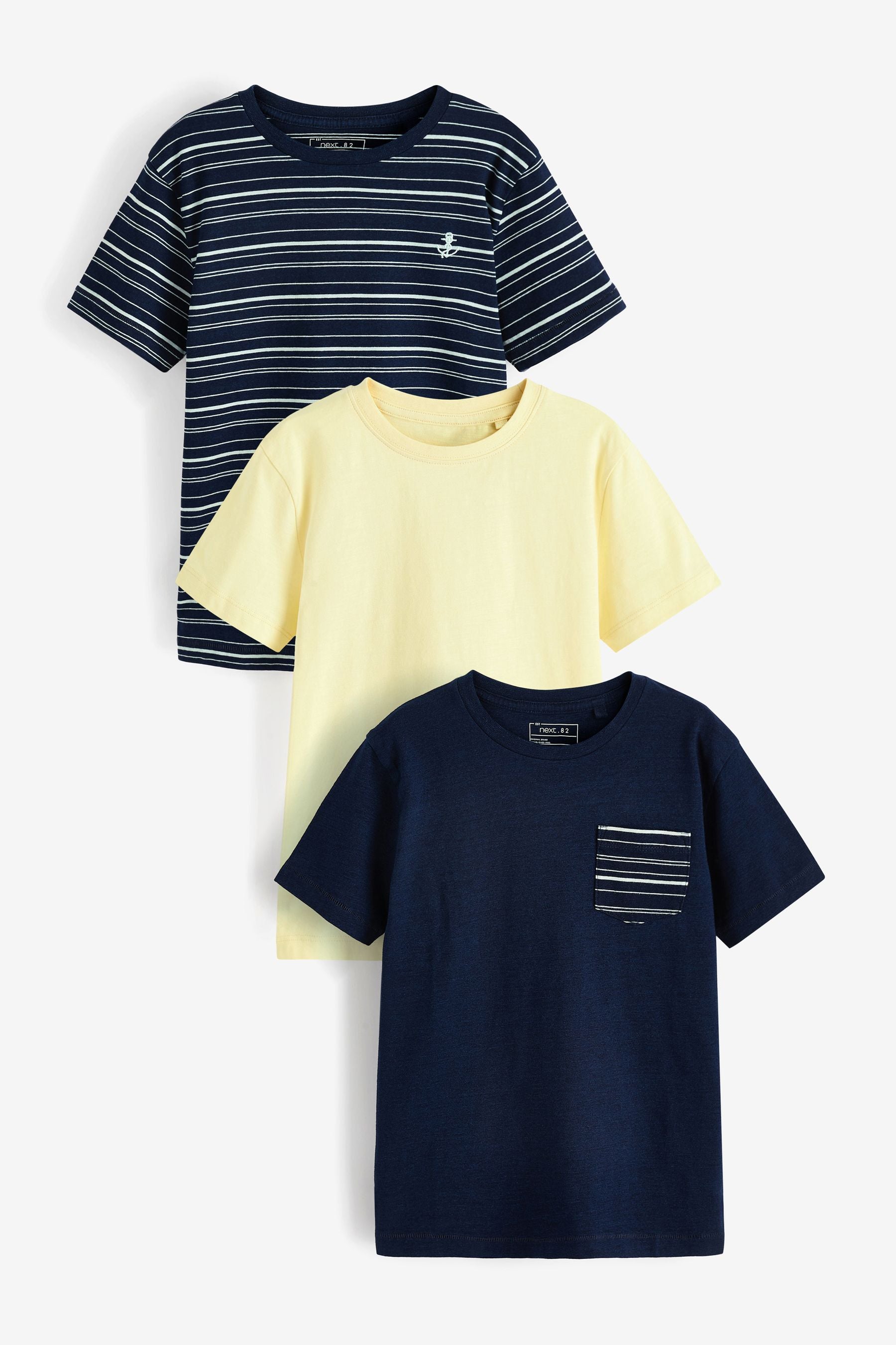 Navy/White Stripe 3 Pack Short Sleeve Stripe T-Shirts (3-16yrs)