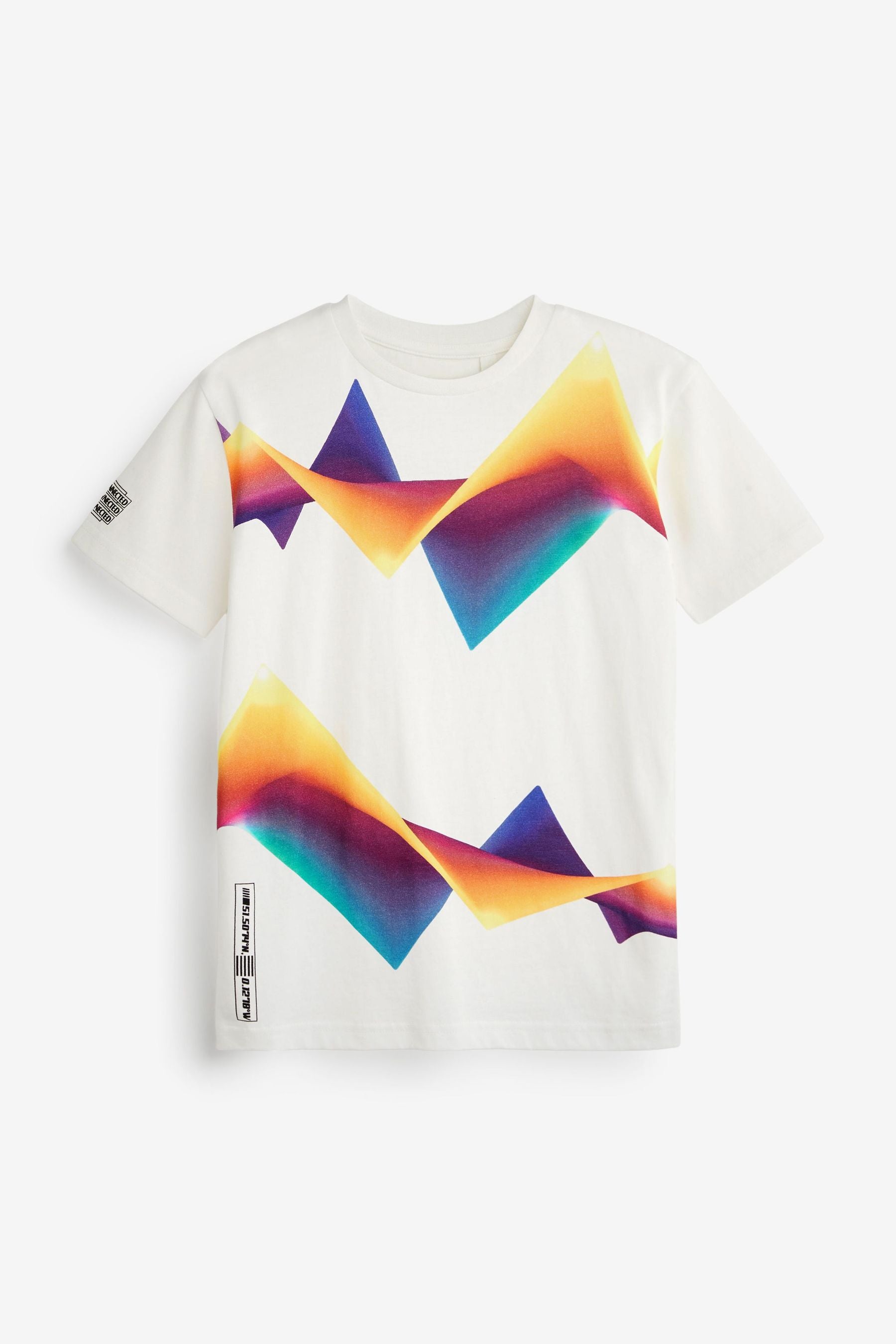 White Digital Waves All Over Print T-Shirt (3-16yrs)