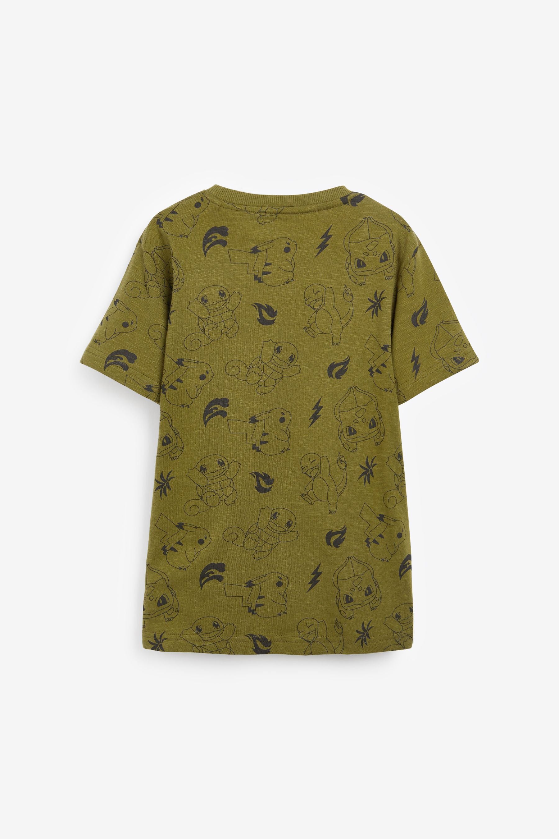 Khaki Green Boucl Pokmon License Short Sleeve T-Shirt (