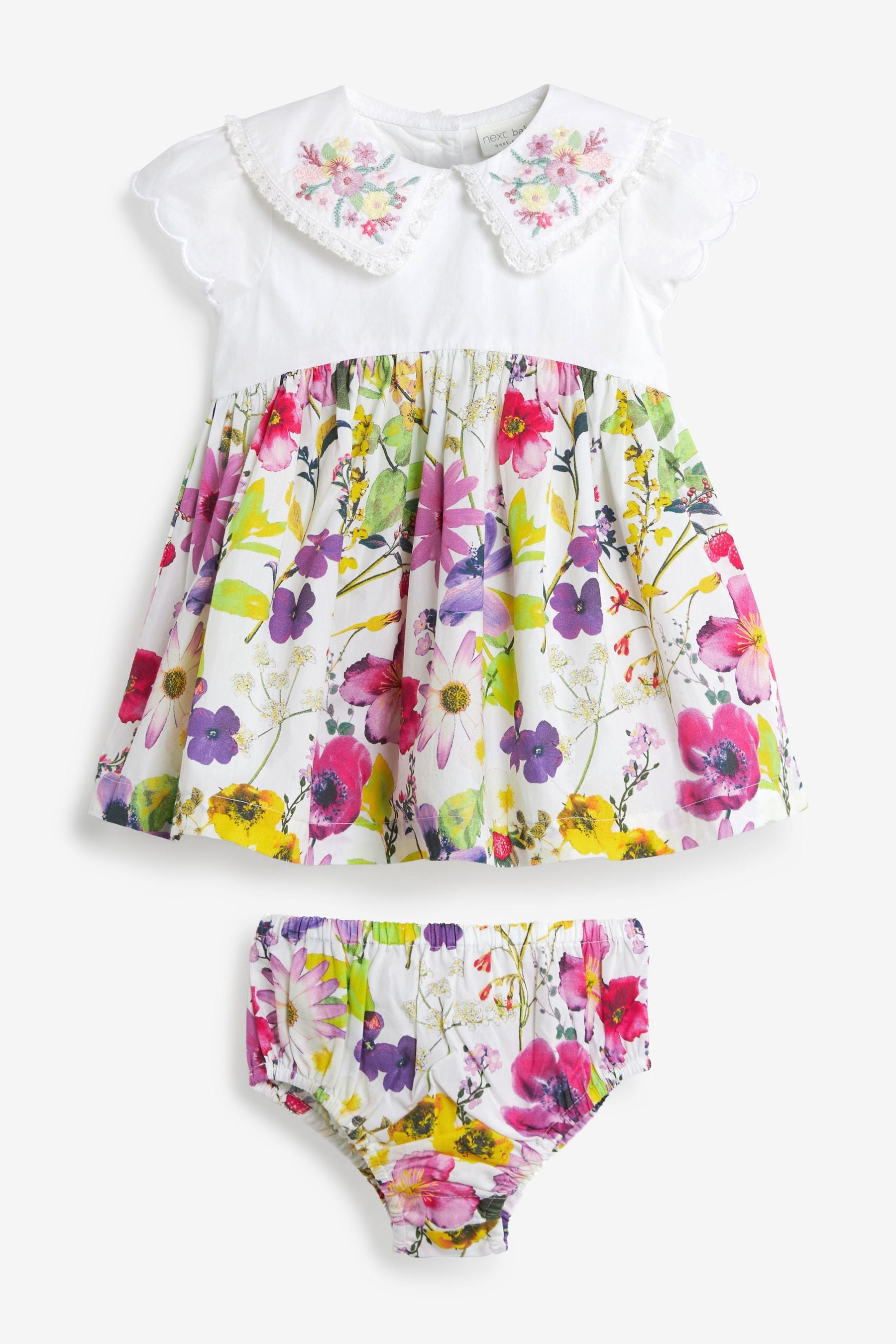 Lilac Purple/White Baby Floral Occasion Dress & Matching Knickers (0mths-2yrs)