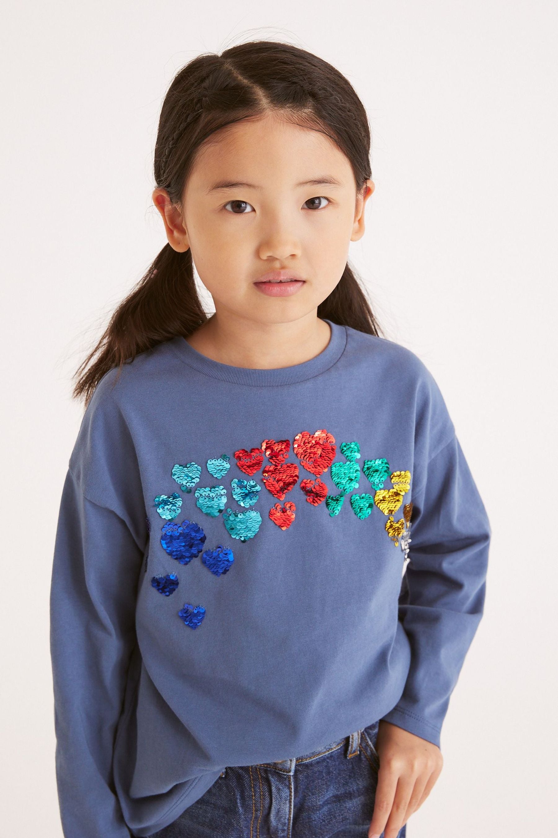 Blue Next Long Sleeve Sequin T-Shirt (3-16yrs)