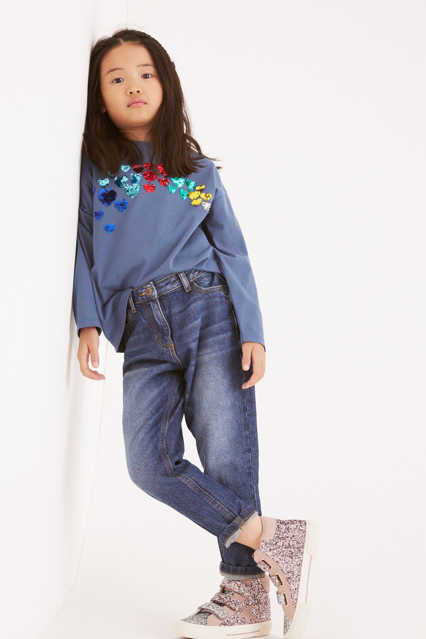 Blue Next Long Sleeve Sequin T-Shirt (3-16yrs)