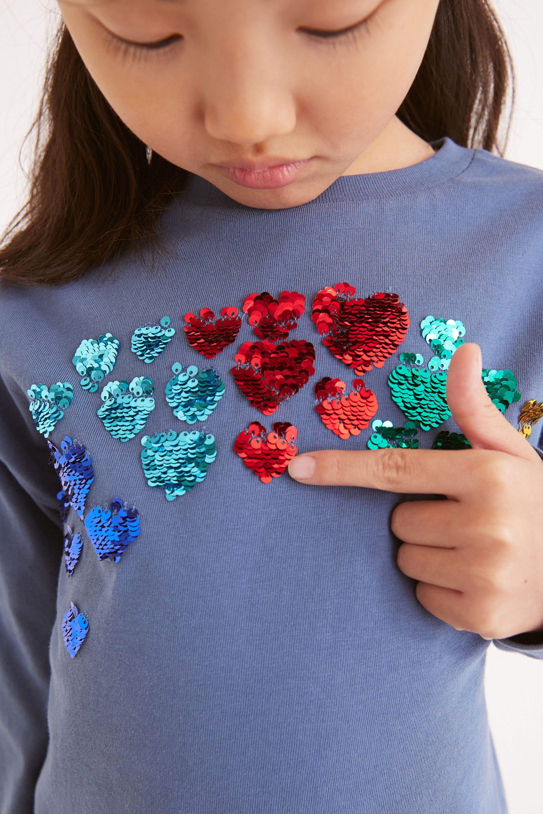 Blue Next Long Sleeve Sequin T-Shirt (3-16yrs)