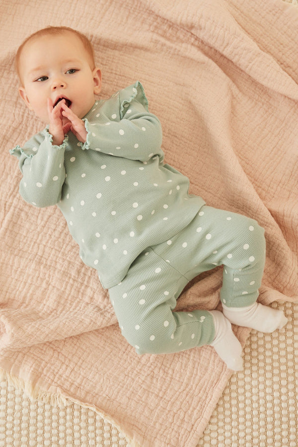 Teal Blue Baby Top And Leggings Set