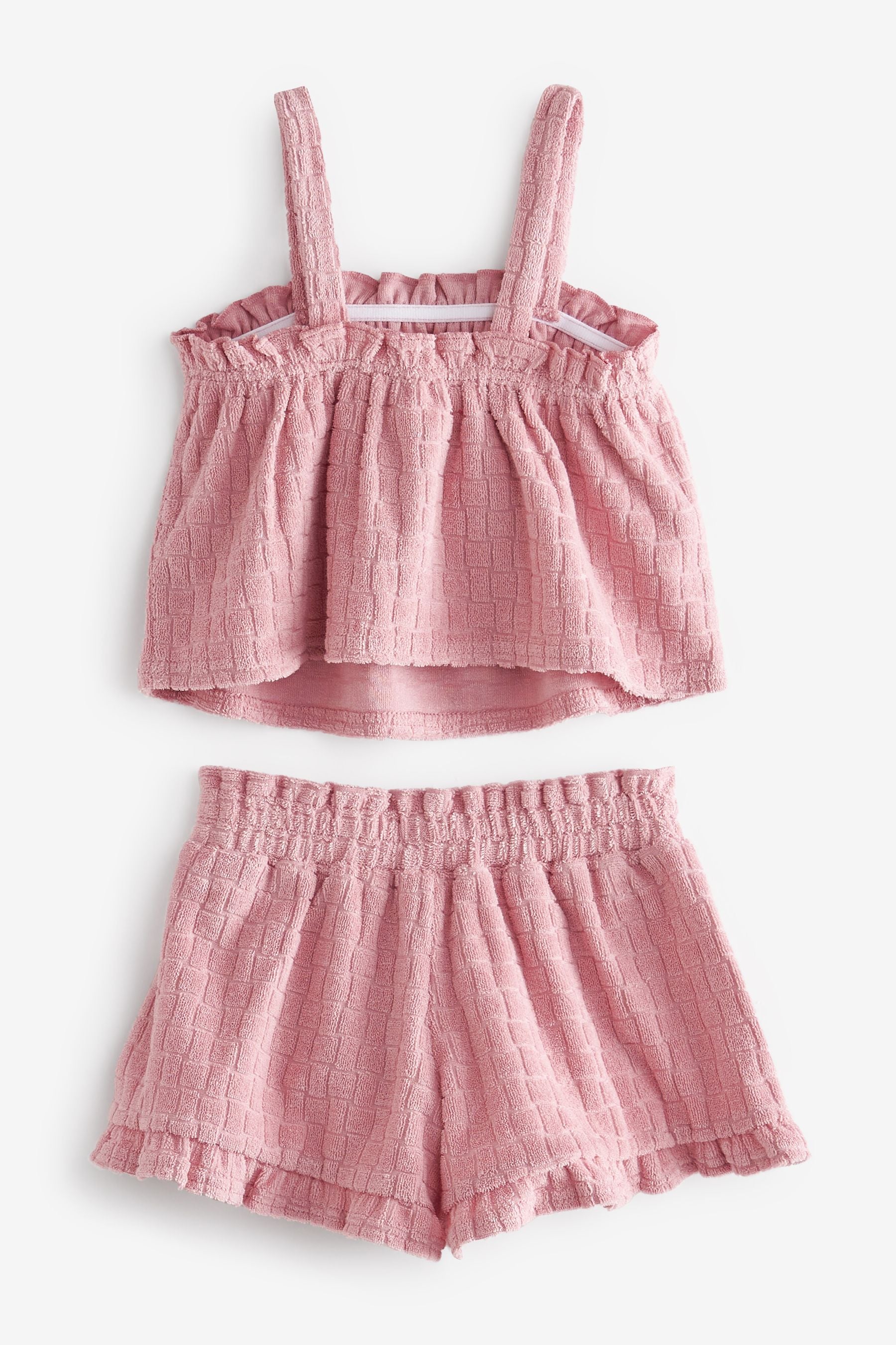 Pink Towelling Cami Shorts Set