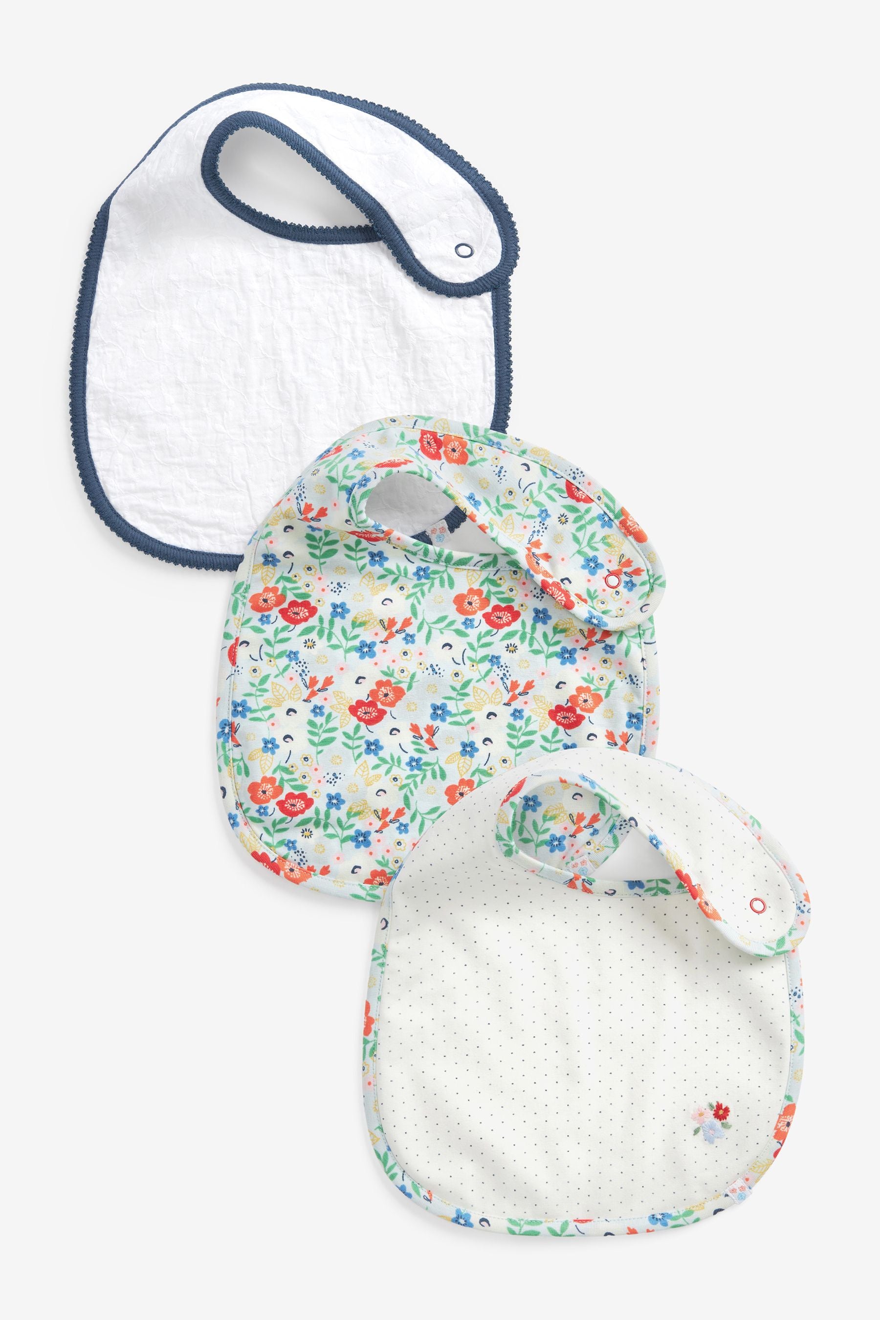 Red/Blue Floral 3 Pack Baby Bibs