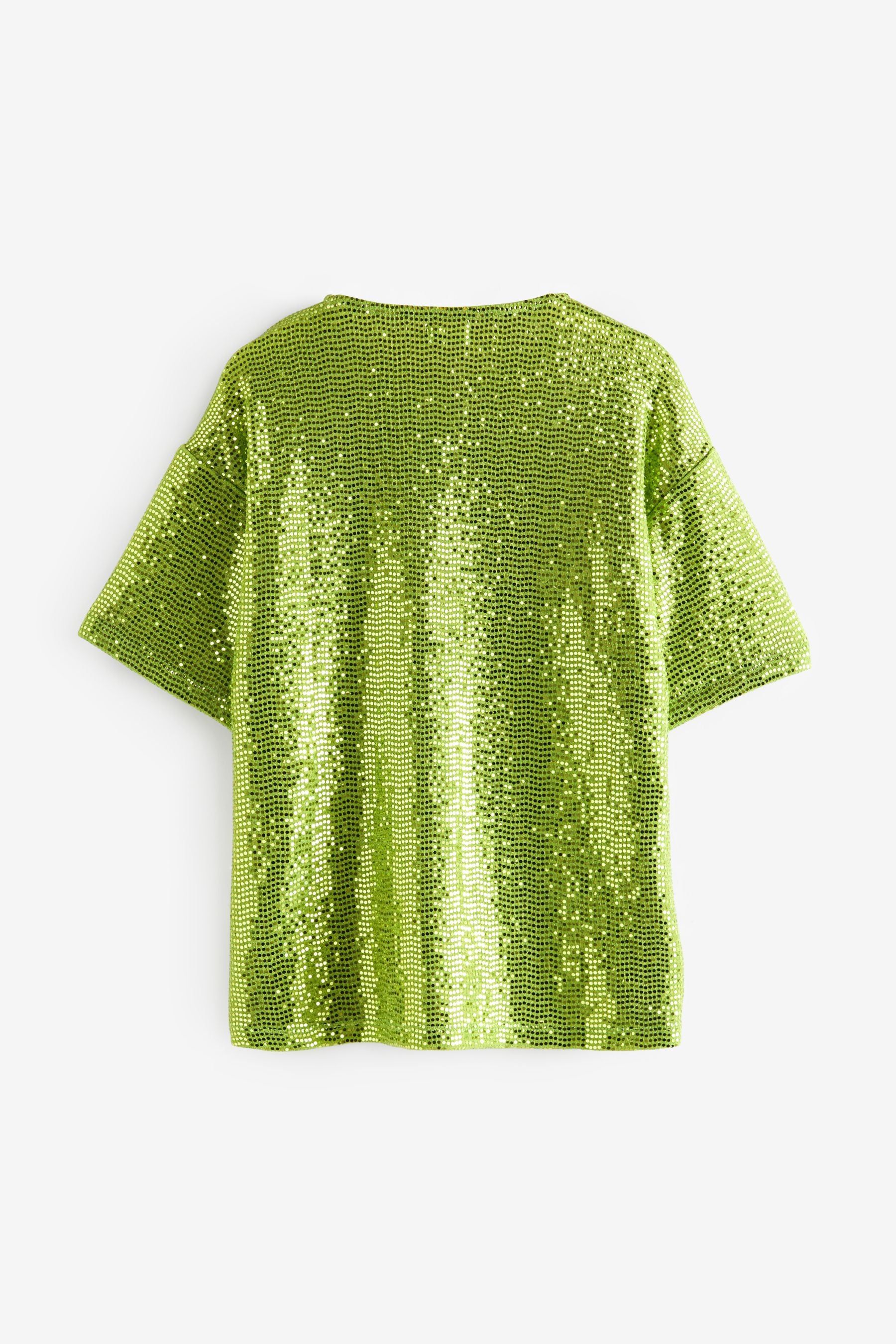 Lime Green Oversized Sparkle Sequin Party T-Shirt (3-16yrs)