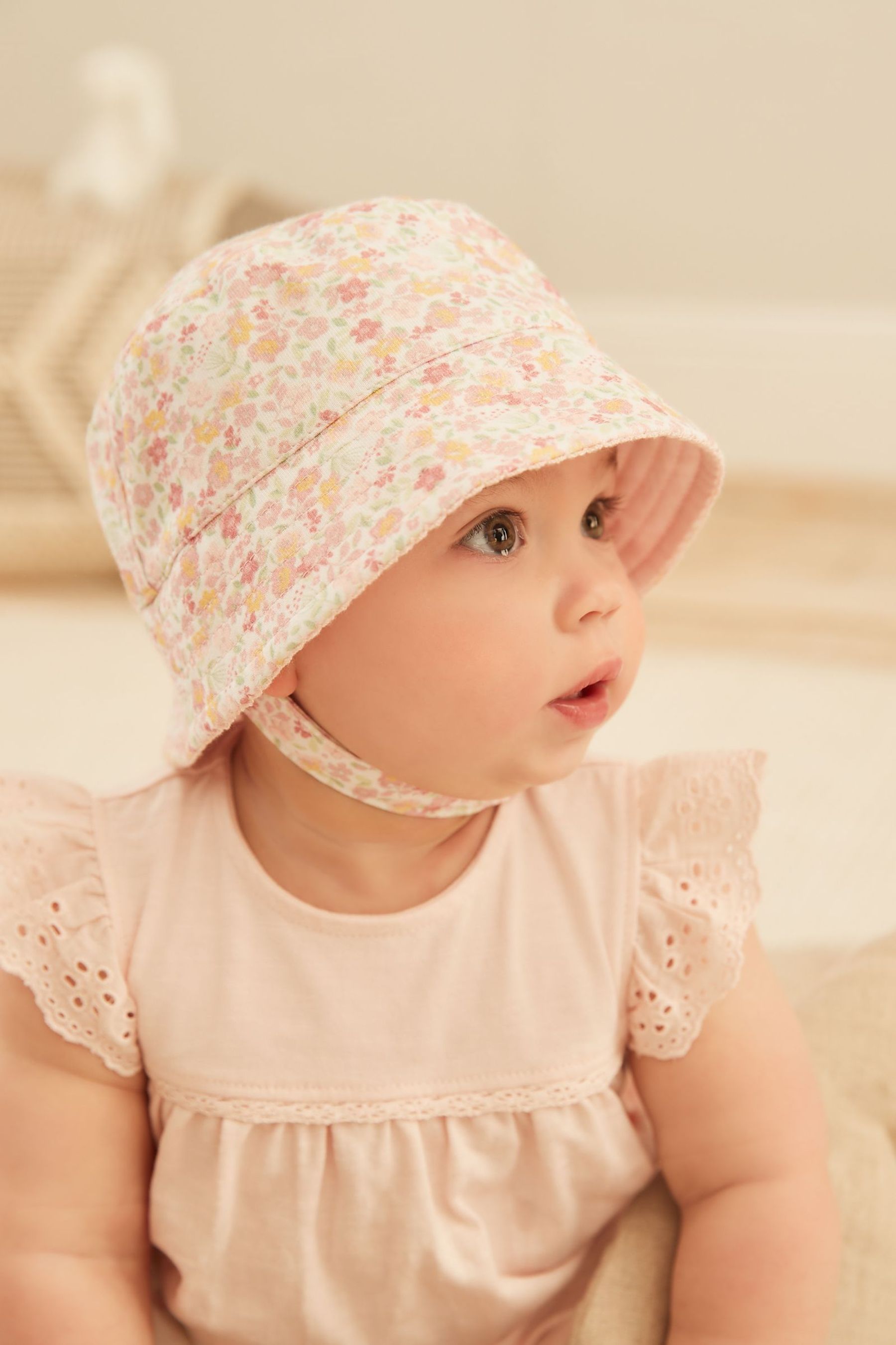 Pink Mint Floral 2 Pack Baby Summer Bucket Hats (0mths-2yrs)