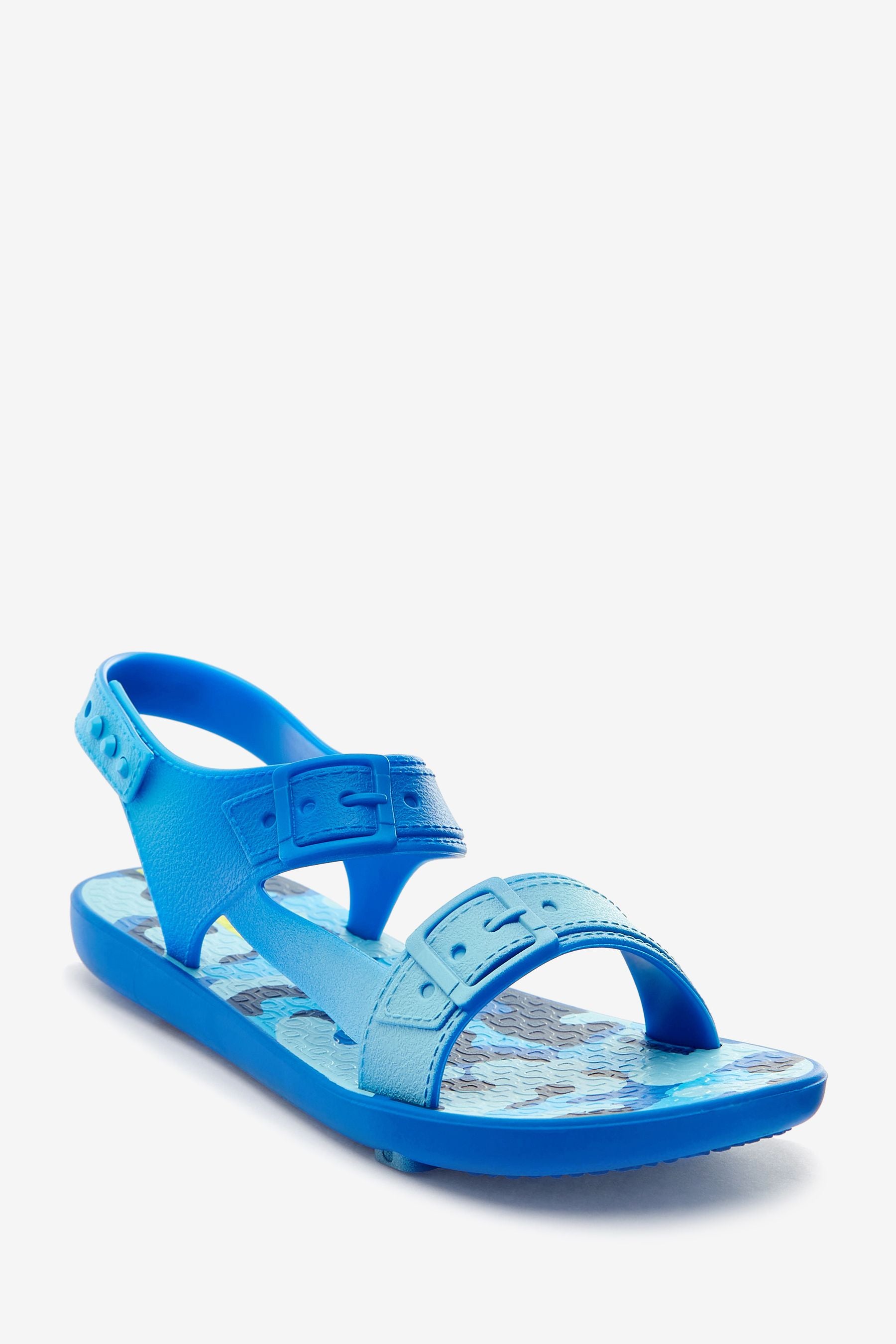 Blue Ipanema Baby Blue Buckle Camo Print Sandals