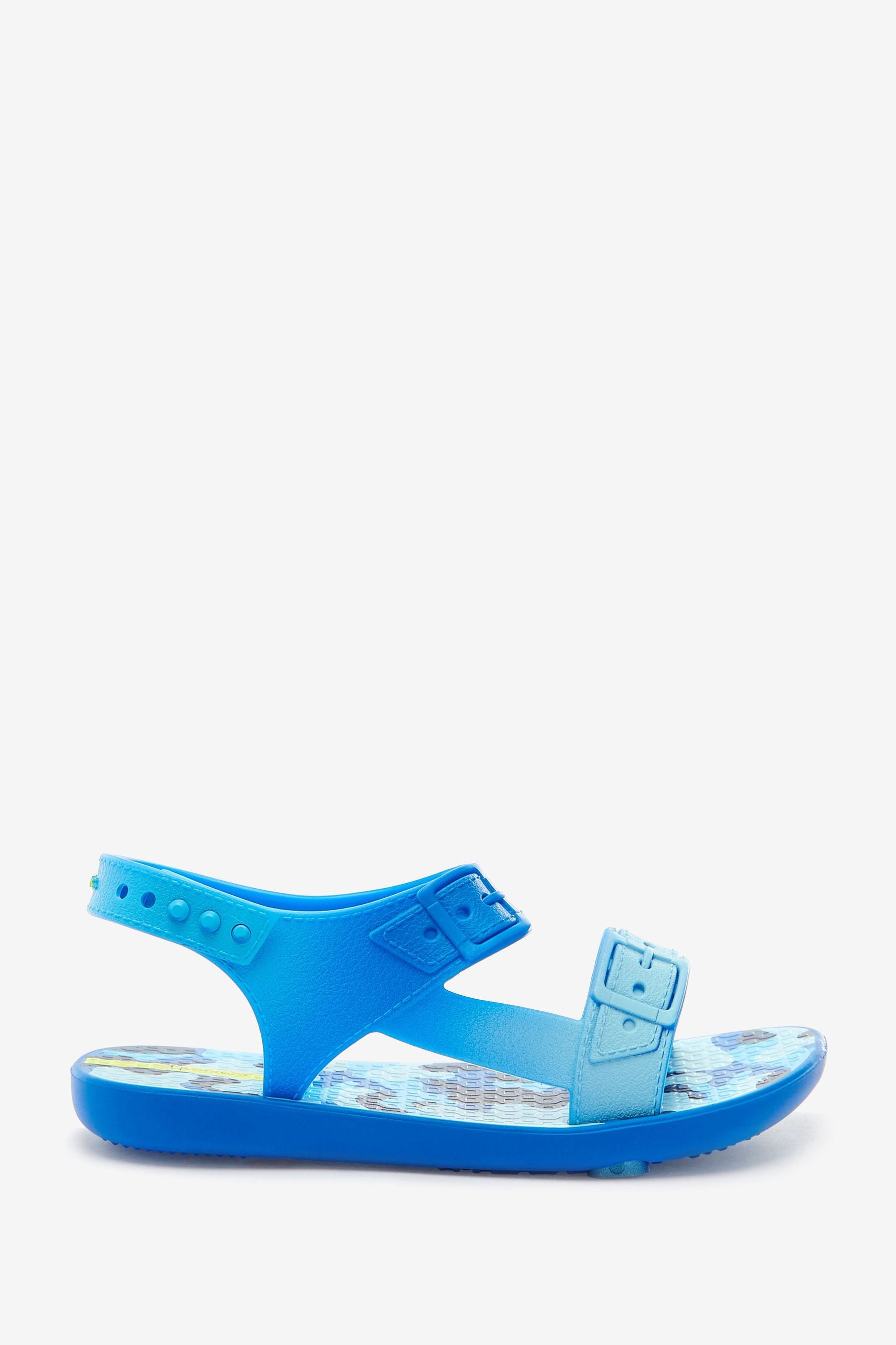 Blue Ipanema Baby Blue Buckle Camo Print Sandals