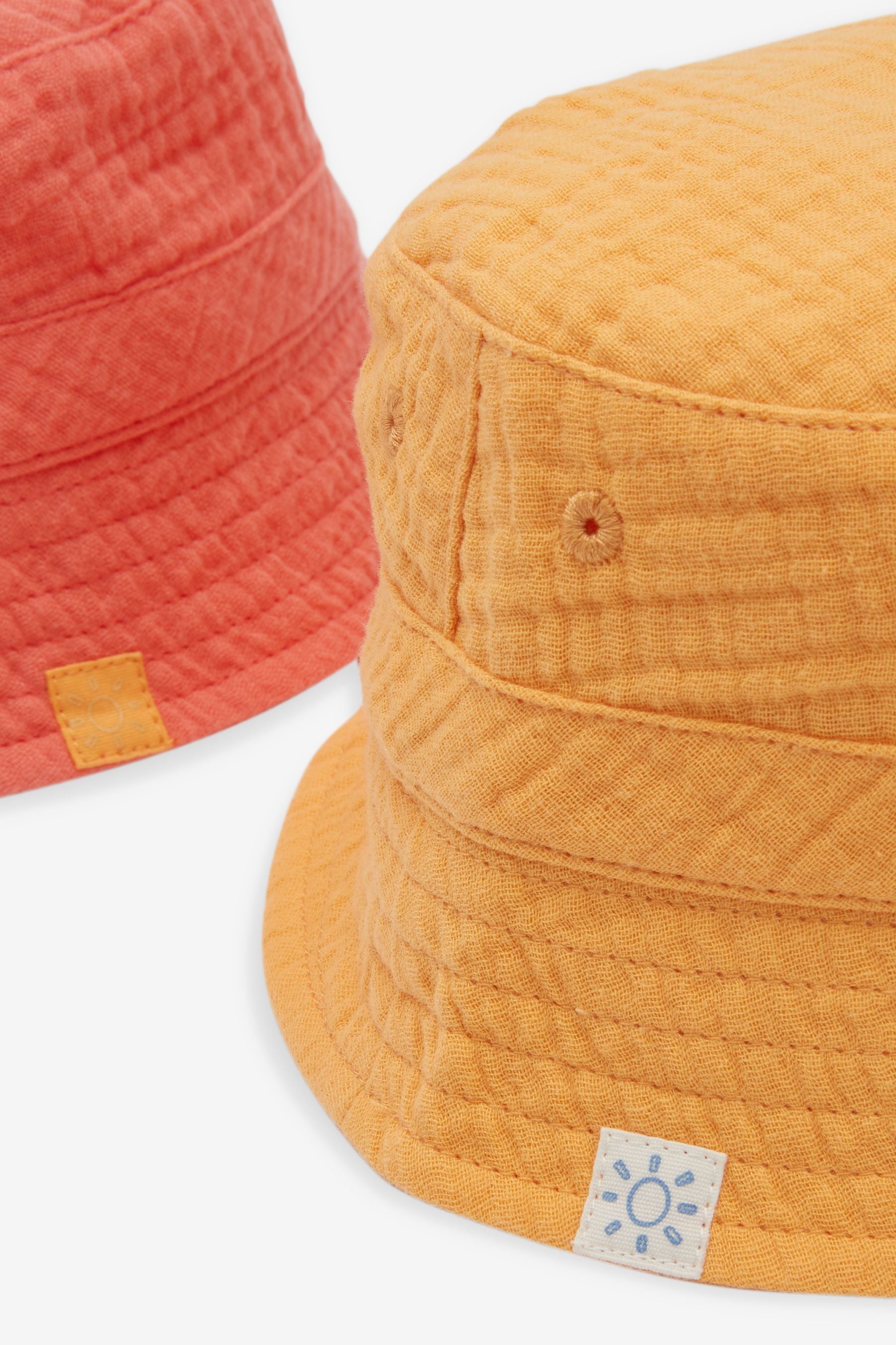 Rust Brown/Red 2 Pack Baby Summer Crinkle Bucket Hats (0mths-2yrs)