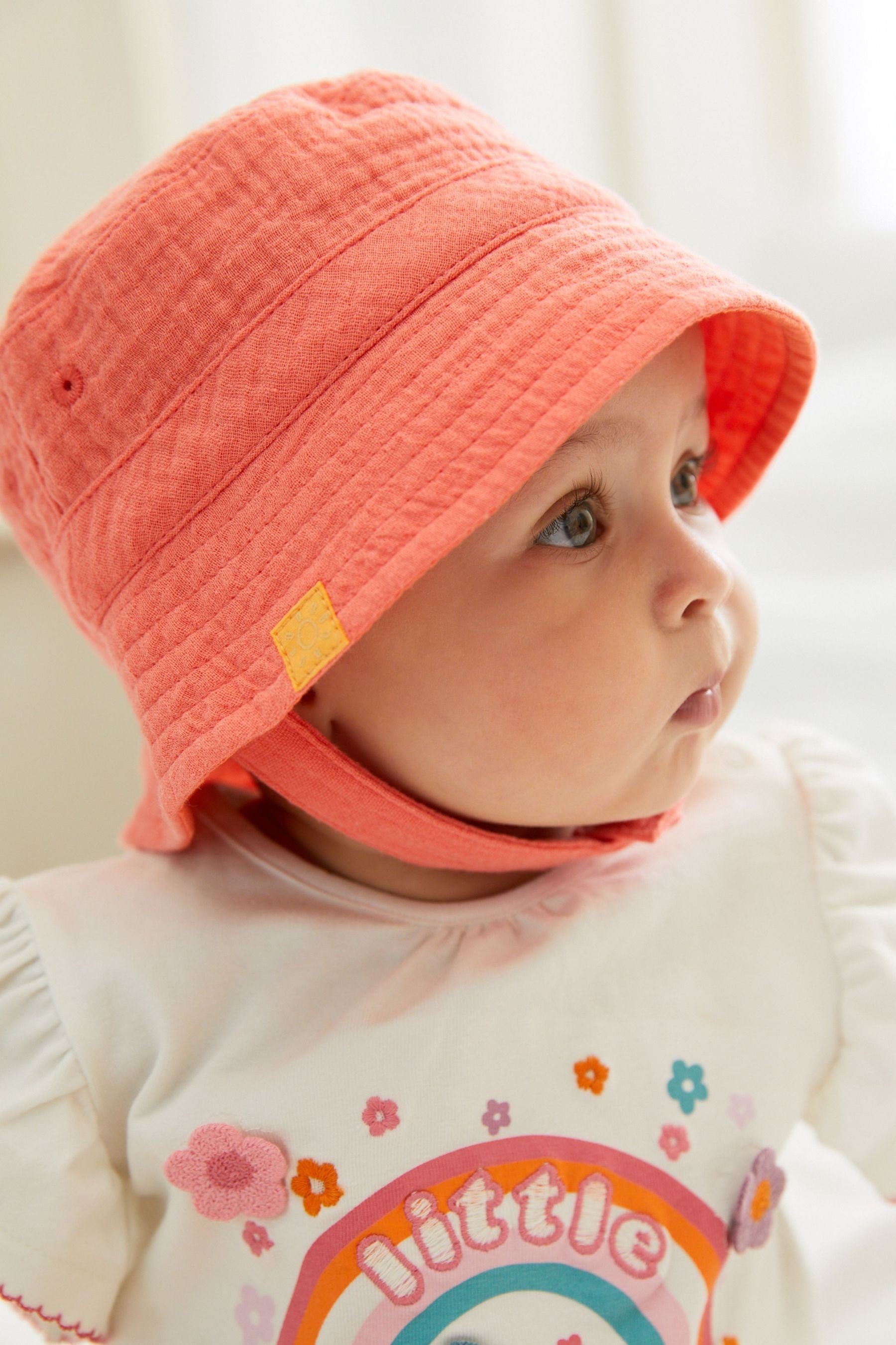 Rust Brown/Red 2 Pack Baby Summer Crinkle Bucket Hats (0mths-2yrs)