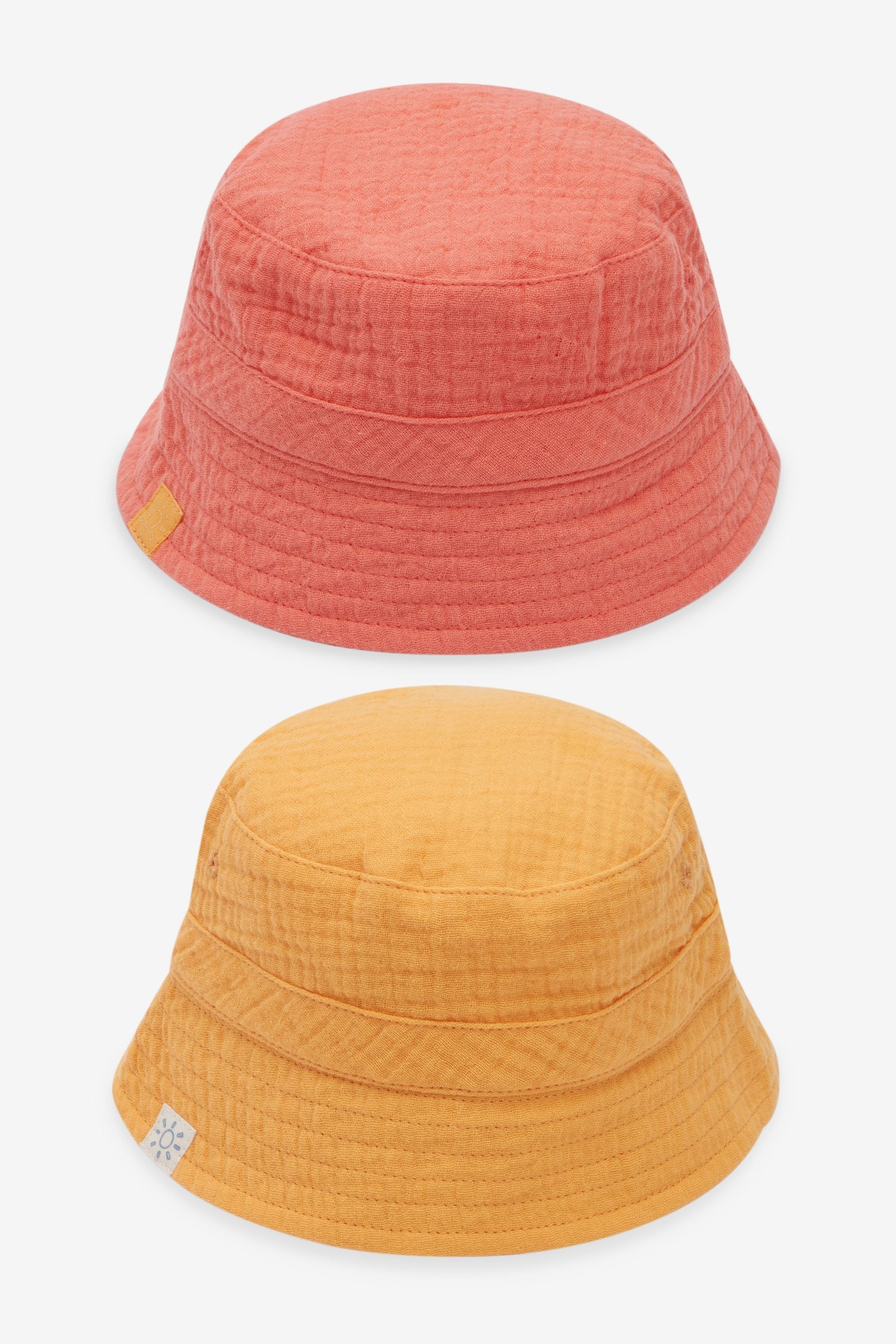 Rust Brown/Red 2 Pack Baby Summer Crinkle Bucket Hats (0mths-2yrs)