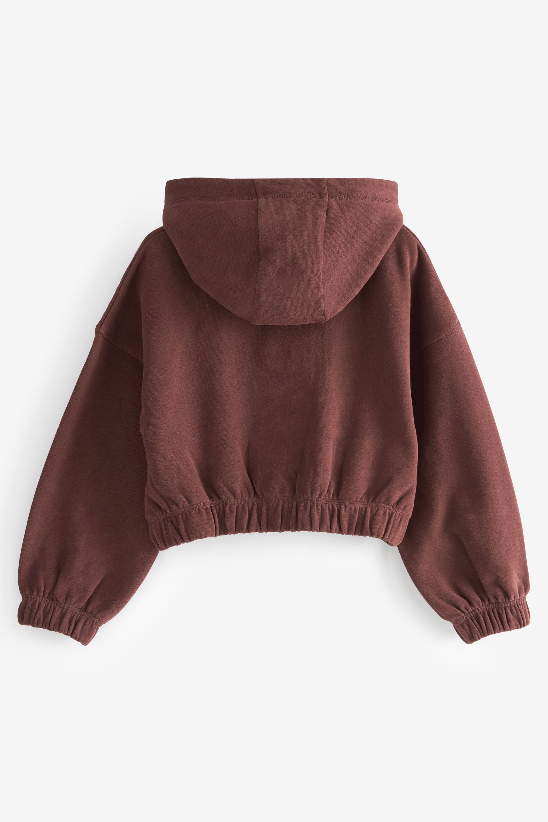 Chocolate Brown Cropped Drawstring Waist Hoodie (3-16yrs)