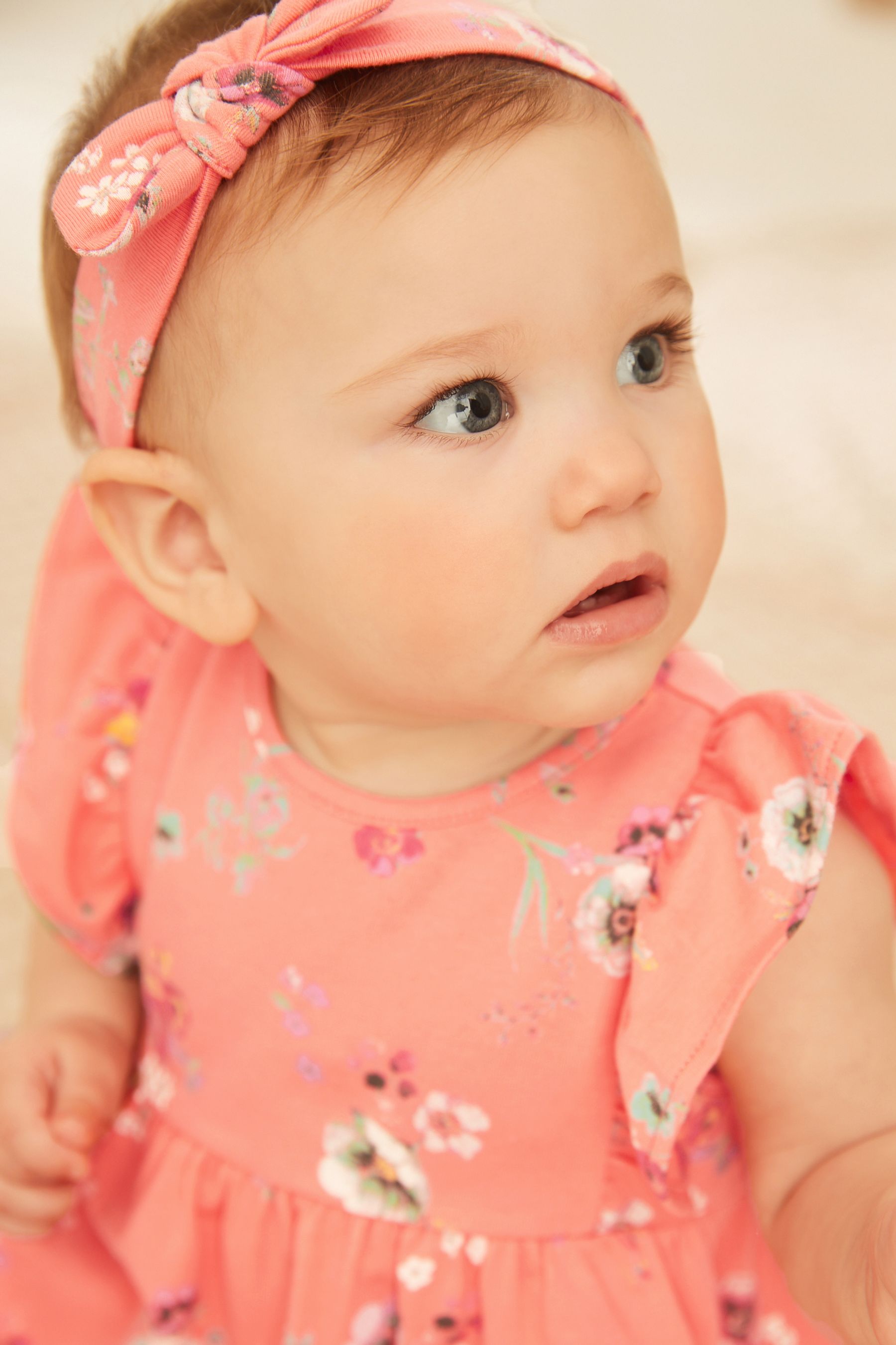 Bright Pink Baby 2 Piece Dress And Headband Set (0mths-2yrs)