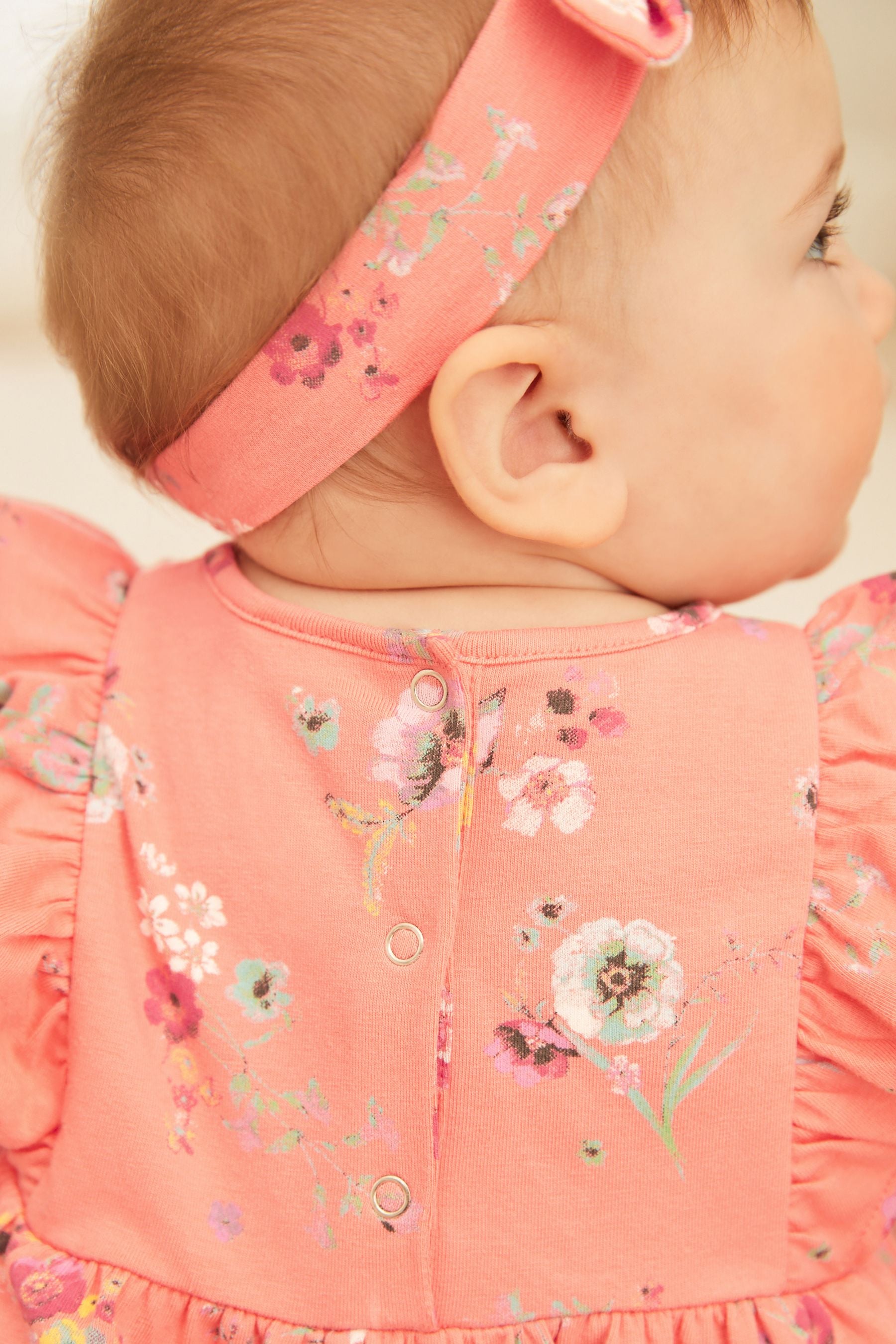 Bright Pink Baby 2 Piece Dress And Headband Set (0mths-2yrs)