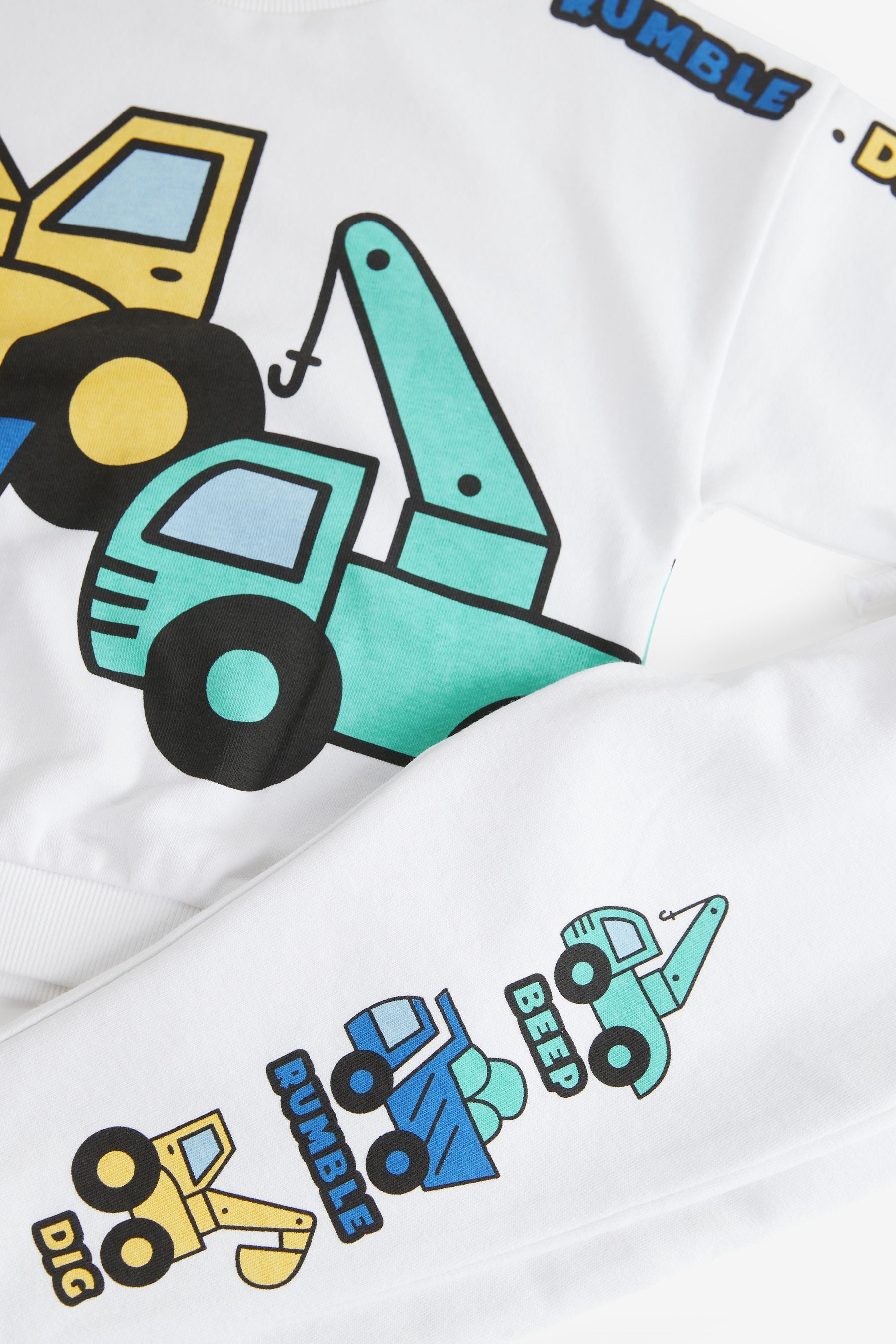 White Digger Character Jersey Crew Neck Sweater & Joggers Set (3mths-7yrs)